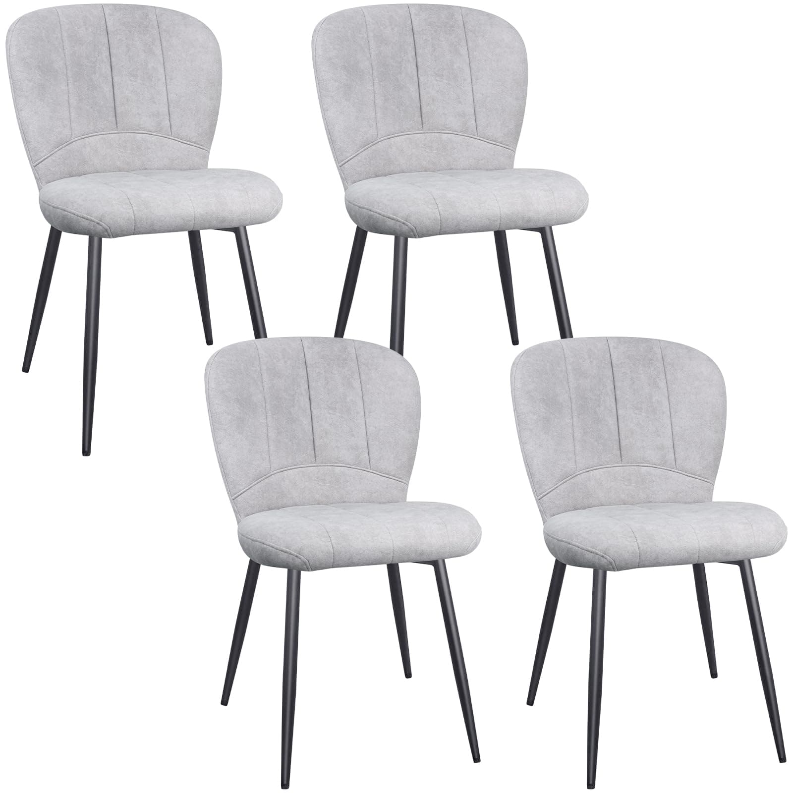 ANVOFONG Sedia da Pranzo Imbottita in Velluto Set di 4 Grigio Pallido | Tessuto in Ciniglia Facile da Pulire Gambe in Metallo Robusta Sedia Imbottita Confortevole per Cucina Soggiorno Reception