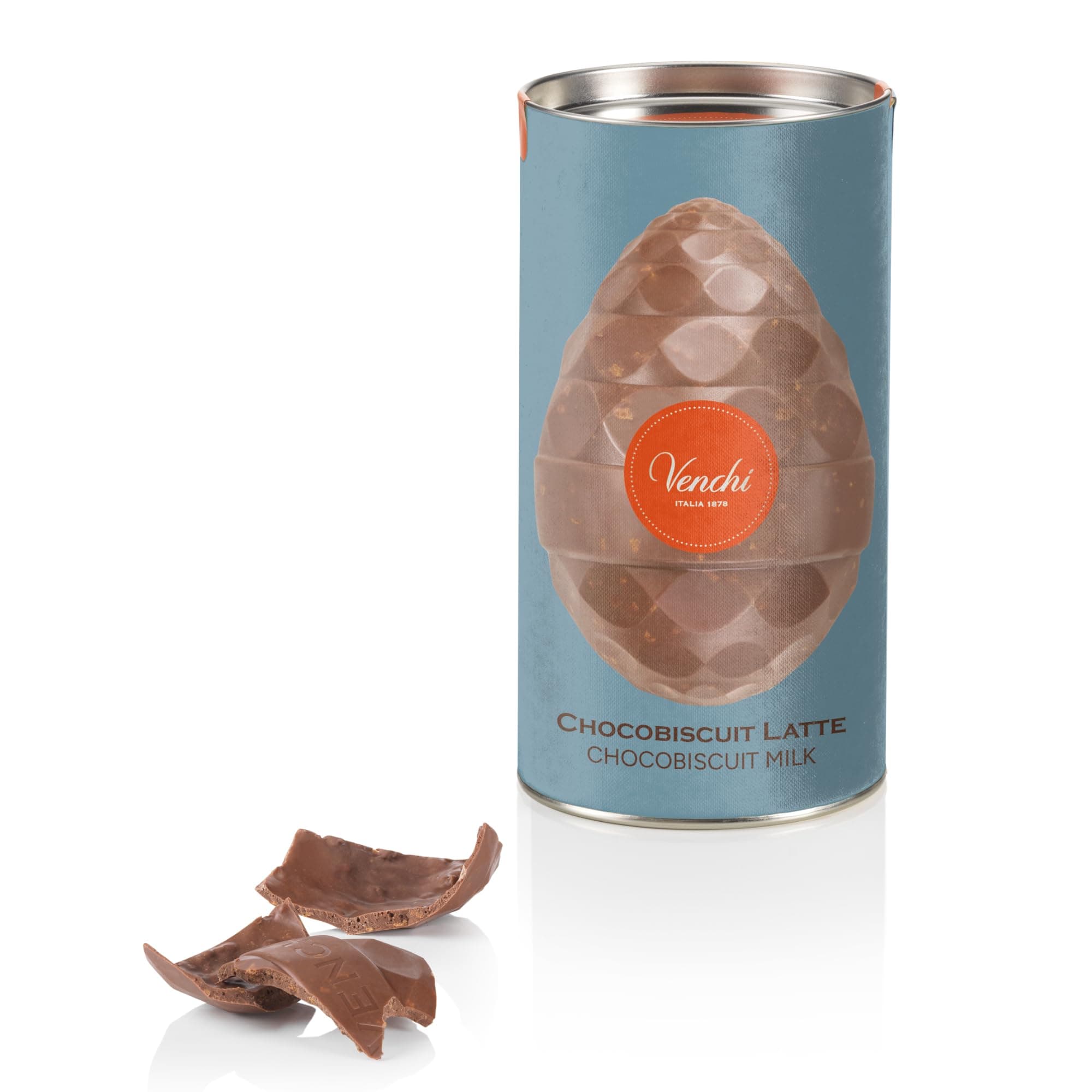 Venchi - Uovo di Cioccolato al Latte e Biscotto, 150 Gr, Note di Toffee e Caramello con Granella di Biscotto, Senza Glutine, con Sorpresa, Collezione Pasqua Venchi, Idea Regalo