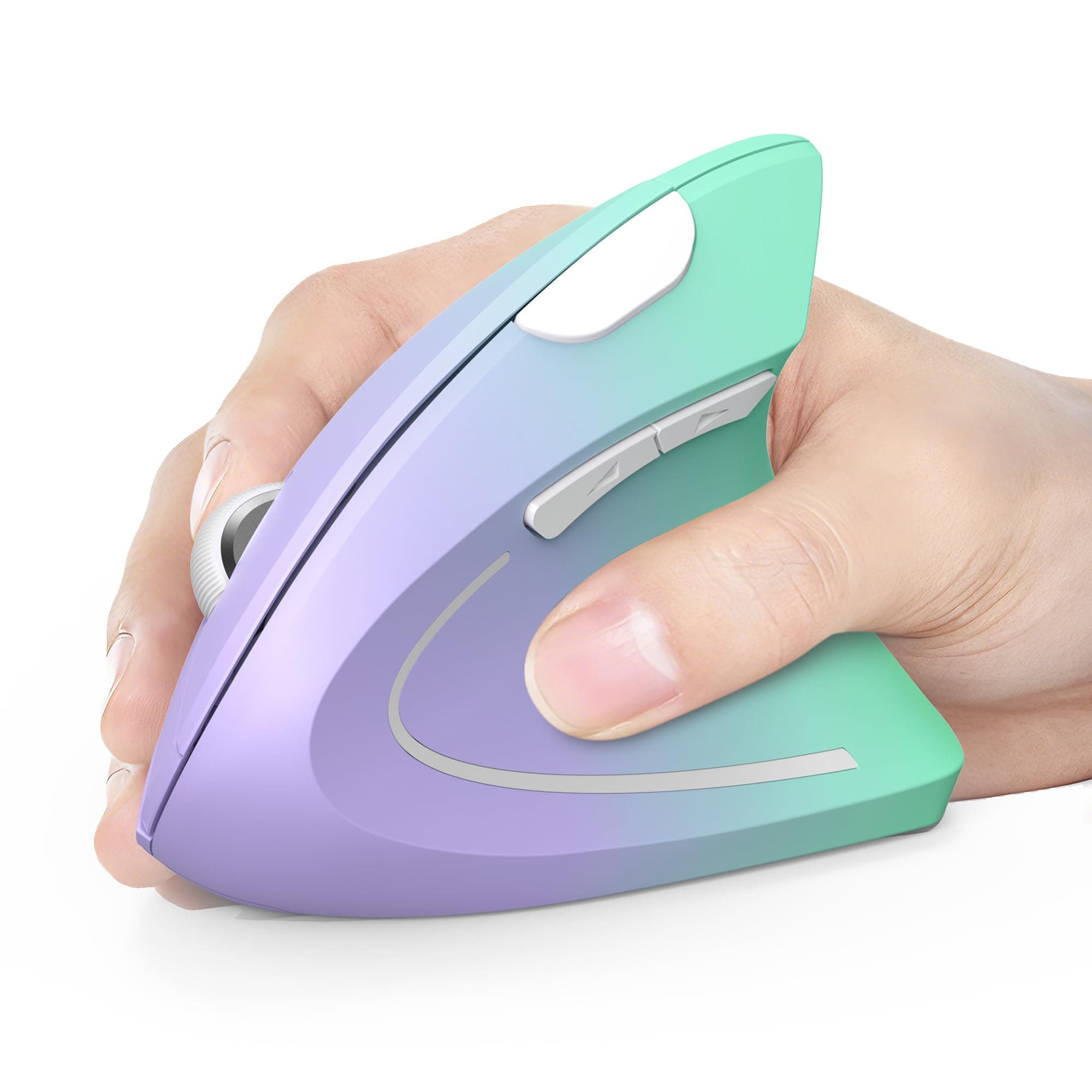 TECKNET Mouse Verticale, 4800 DPI Mouse Wireless Ergonomico, Protegge Il Braccio, Mice Senza Fili 6 Pulsanti per PC, Computer Portatile, Mac, Verde Viola