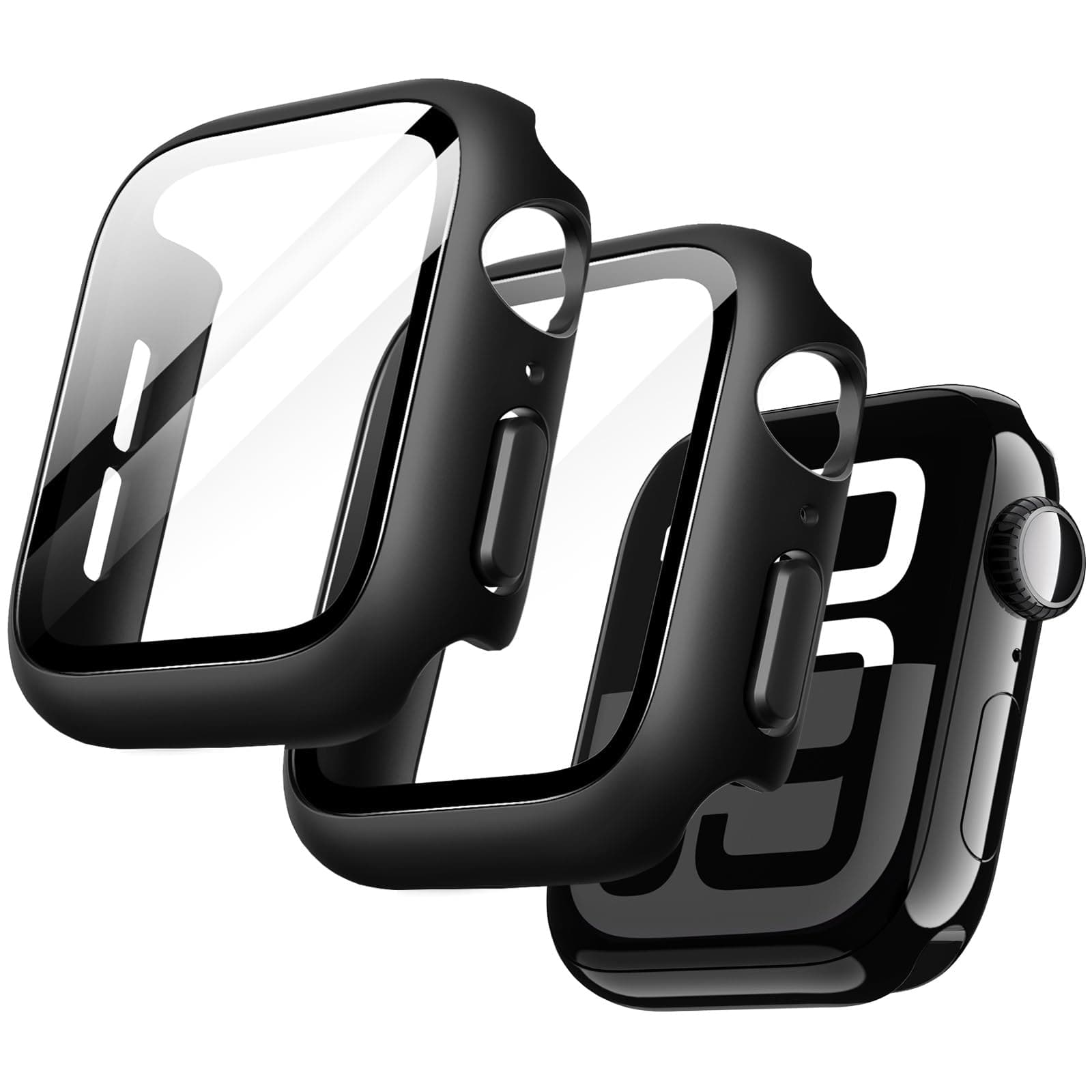 JETech Coque avec Protection D'écran pour Apple Watch Series 11/10 46mm, Étui Housse de Protection Globale, Film en Verre Trempé Intégré Haute Sensibilité, Lot de 2 (Noir)