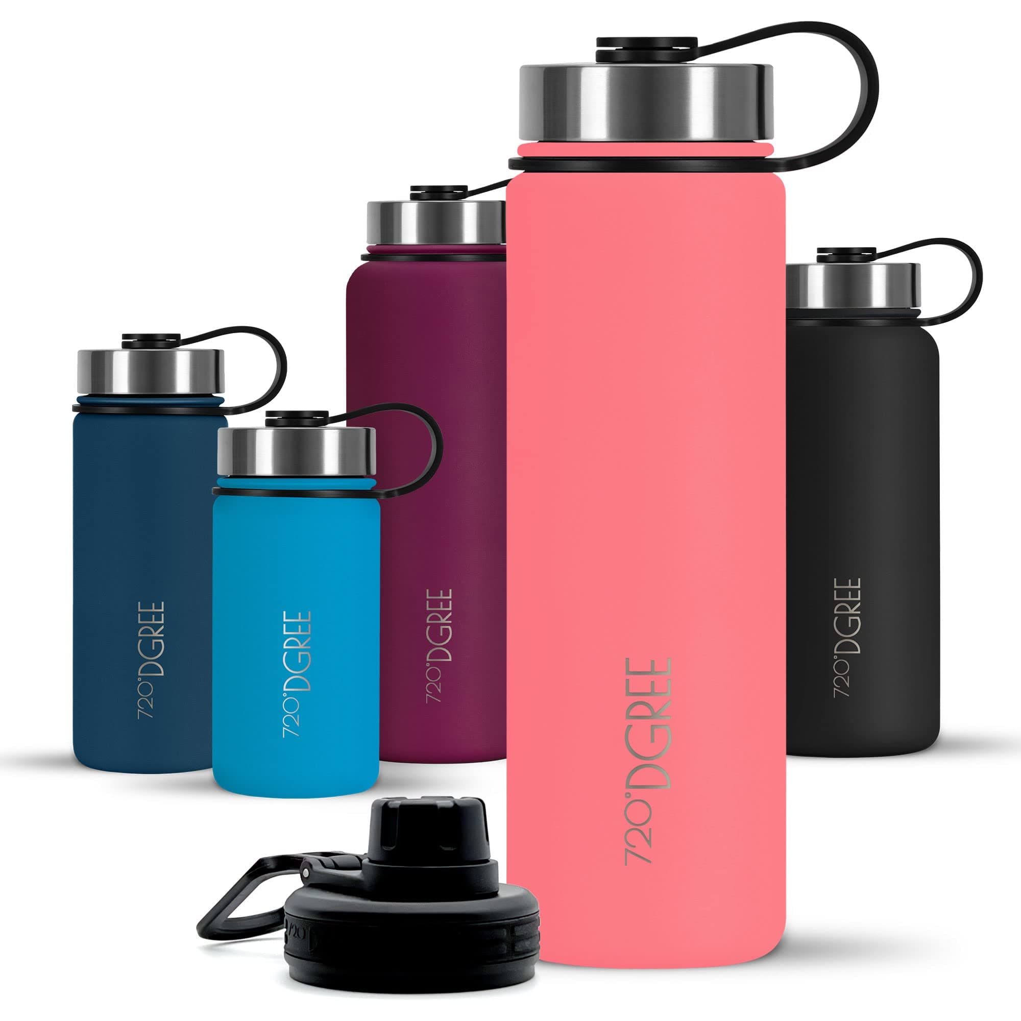 720°DGREE Edelstahl Trinkflasche 1200ml “noLimit” - Auslaufsicher, Kohlensäure geeignet, BPA-Frei - Thermosflasche, Isolierflasche mit Schraubverschluss für Sport, Fitness, Outdoor +Gratis Sportdeckel