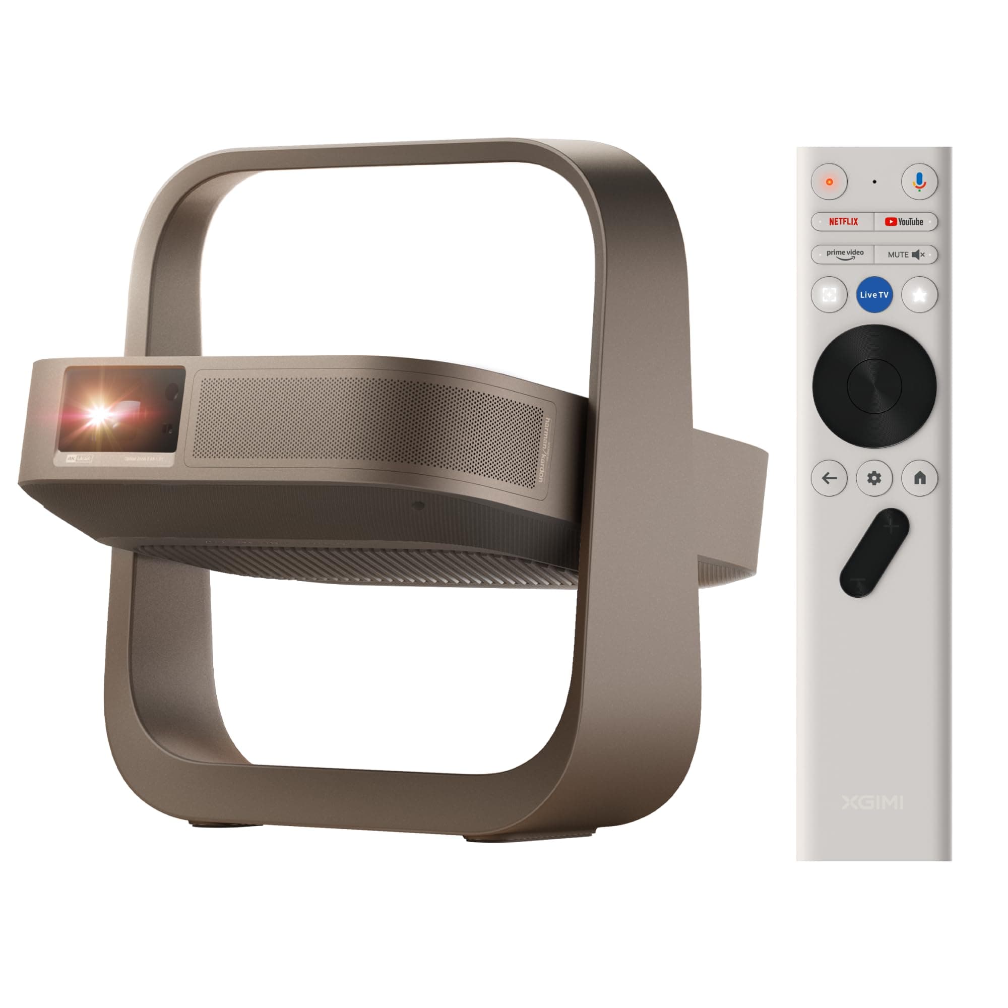 XGIMI Elfin Flip 4K Beamer Heimkino, Laser Projektor Outdoor Tageslicht | 1600 ISO-Lumen, Google TV & Netflix, 0,98-1,3:1 Optischer Zoom, Harman Kardon, Autofokus, Mini Mobiler Beamer für Gaming