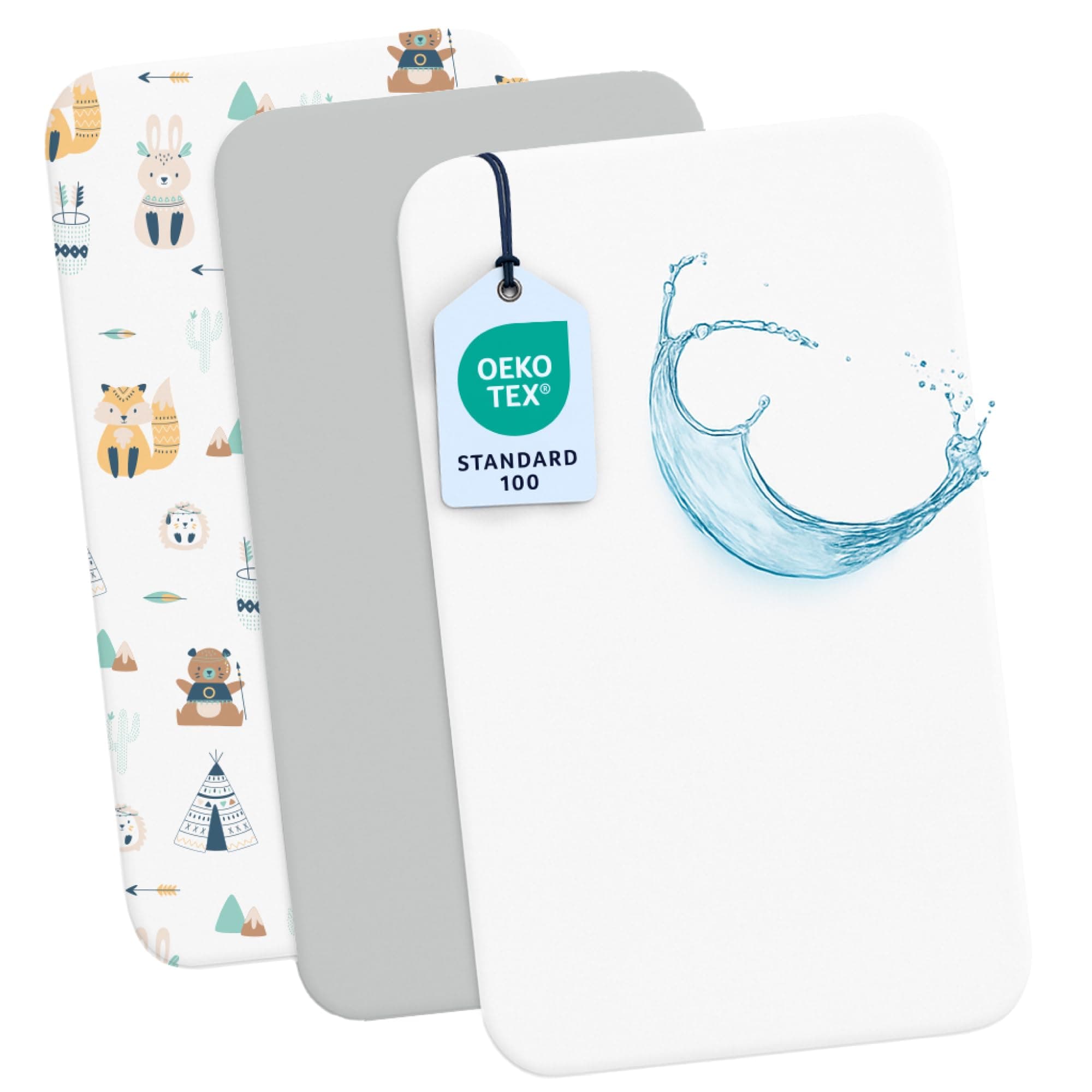 Dreamzie Lot de 2 Drap Housse Cododo + 1 Protege Matelas Impermeable Enfant - 50x83 cm - 100% Coton pour Berceaux, Matelas Cododo - Motif Fox