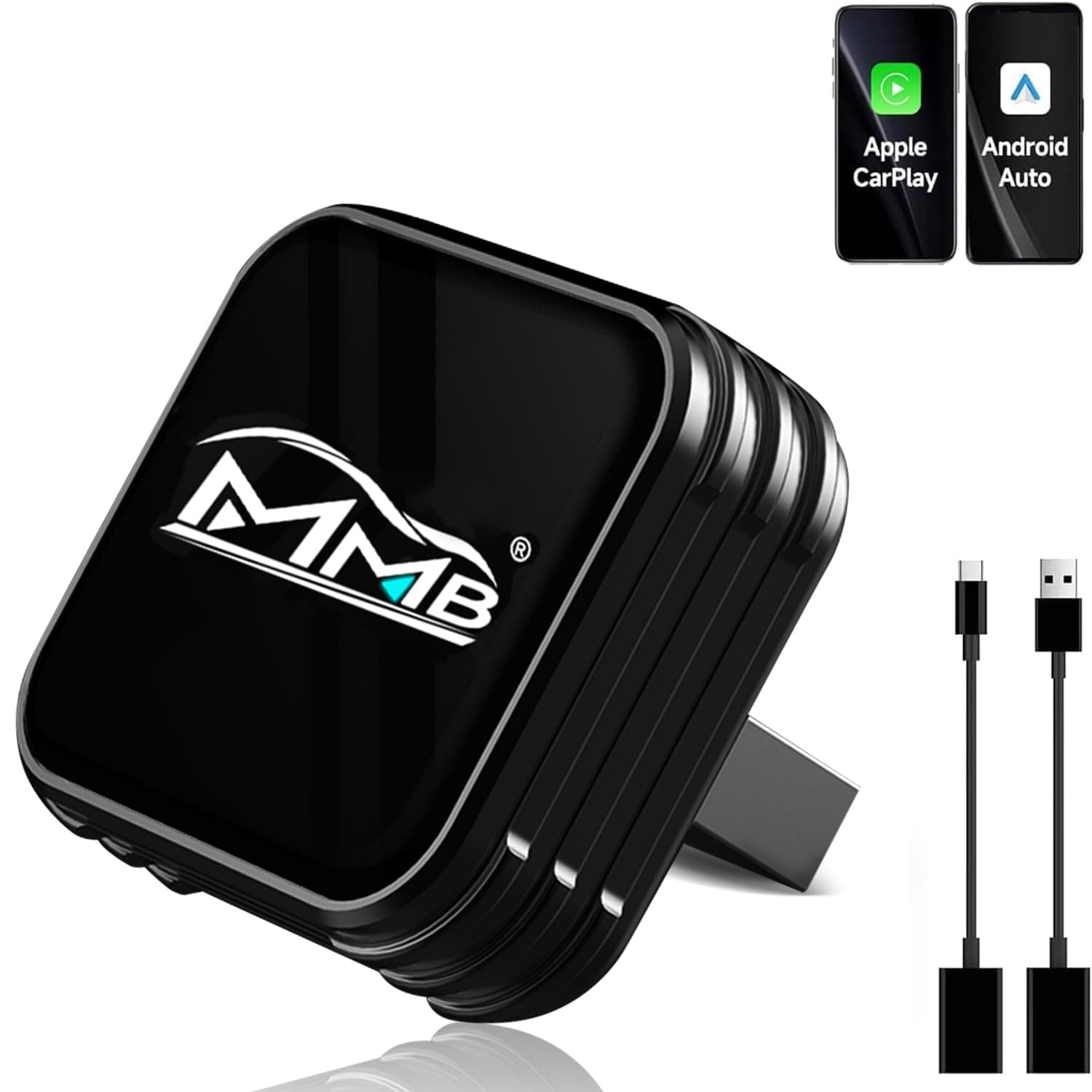 MMB CP-Ultra 2026 - Adattatore wireless CarPlay 2 in 1 per iPhone e Android Auto, Wi-Fi 6+Bluetooth 5.4, converte CarPlay cablata e Android Auto in Wireless CarPlay, Plug & Play