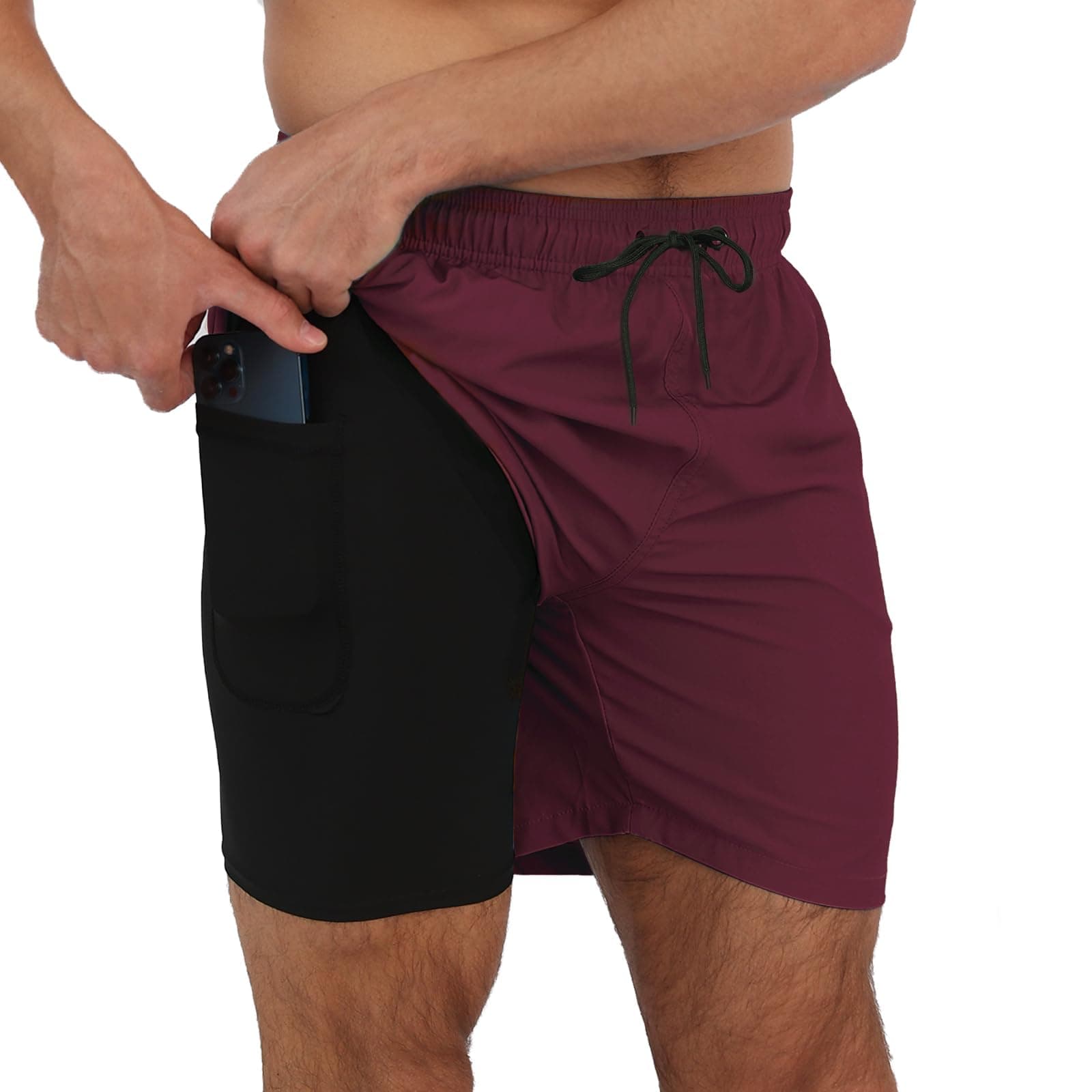 Arcweg Shorts de Bain Homme étanche Séchage Rapide 2 en 1 Maillot Homme avec Doublure de Compression