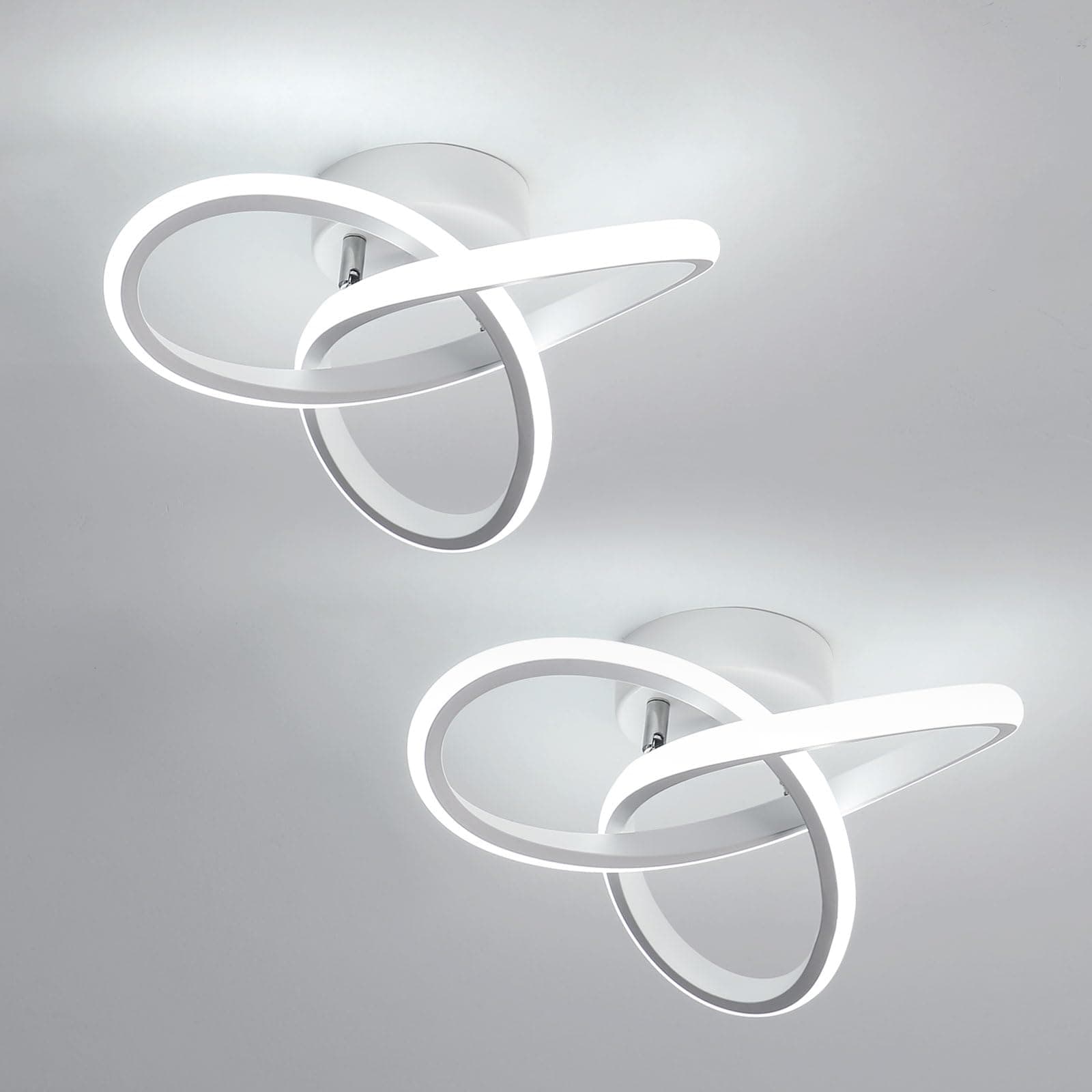 Osairous Plafonnier LED Moderne 2 Pièces, 22W 2475LM Lampe de Plafond Chambre, Luminaire Plafonnier LED Blanc Cuisine en Aluminium pour Balcon Salon Couloir, Blanc Froid 6500K, Dia 25cm