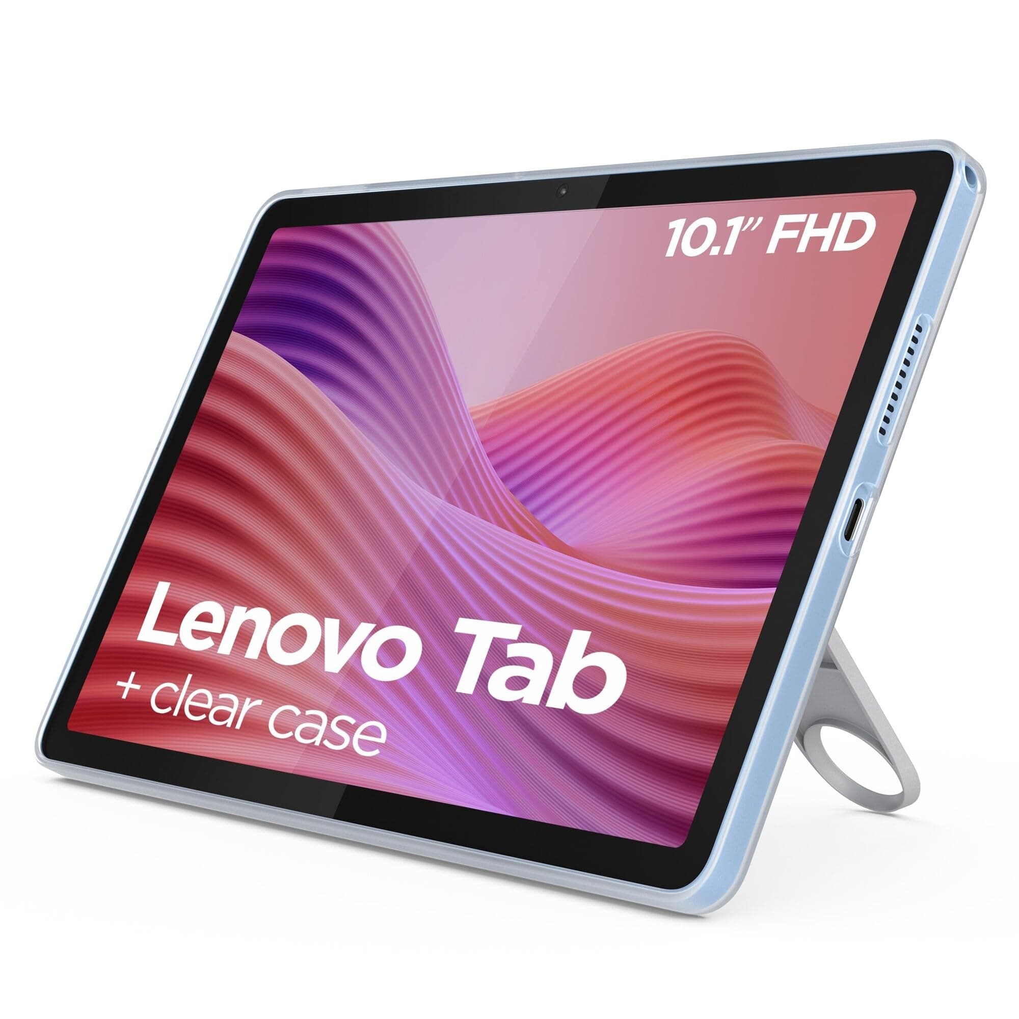Lenovo Tab, Display 10.1" FHD, Processore Mediatek Helio G85, RAM 4GB, Memoria 128GB, WiFi 6, Tablet Android 14, Clear Case incluso - Polar Blue