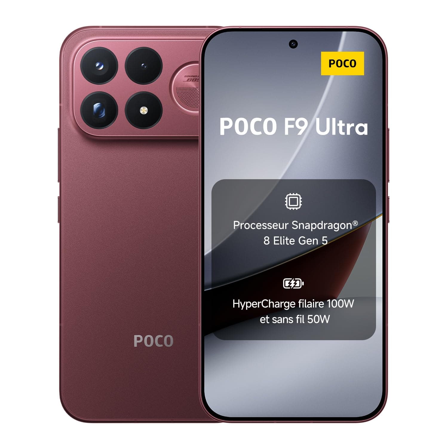 POCO F9 Ultra, Smartphone 12+256 Go, Rouge, Batterie 8050 mAh, Charge 100 W | Snapdragon® 8 Elite Gen 5, VisionBoost D8, écran AMOLED 6,9", appareil photo IA 200 MP, Gorilla® Glass 7i