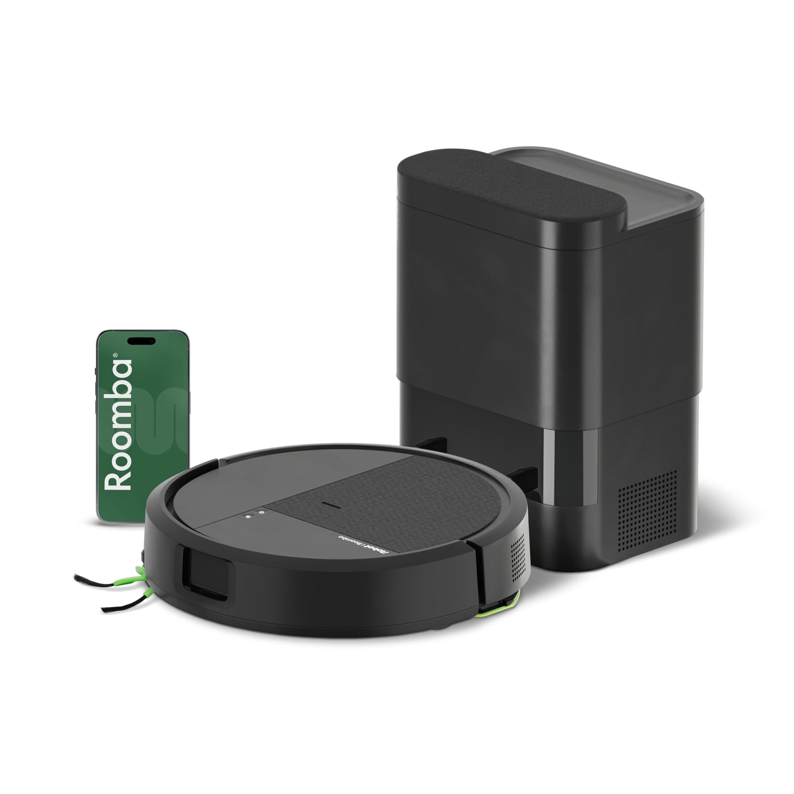 iRobot Roomba 115 Combo con Base AutoEmpty, Robot 2en1, Potencia de succión 15000 Pascales, Cepillo Lateral Flexible, Mopa de fregado extendida, 90 días autonomía, Navegación Clearview LiDAR, Negro