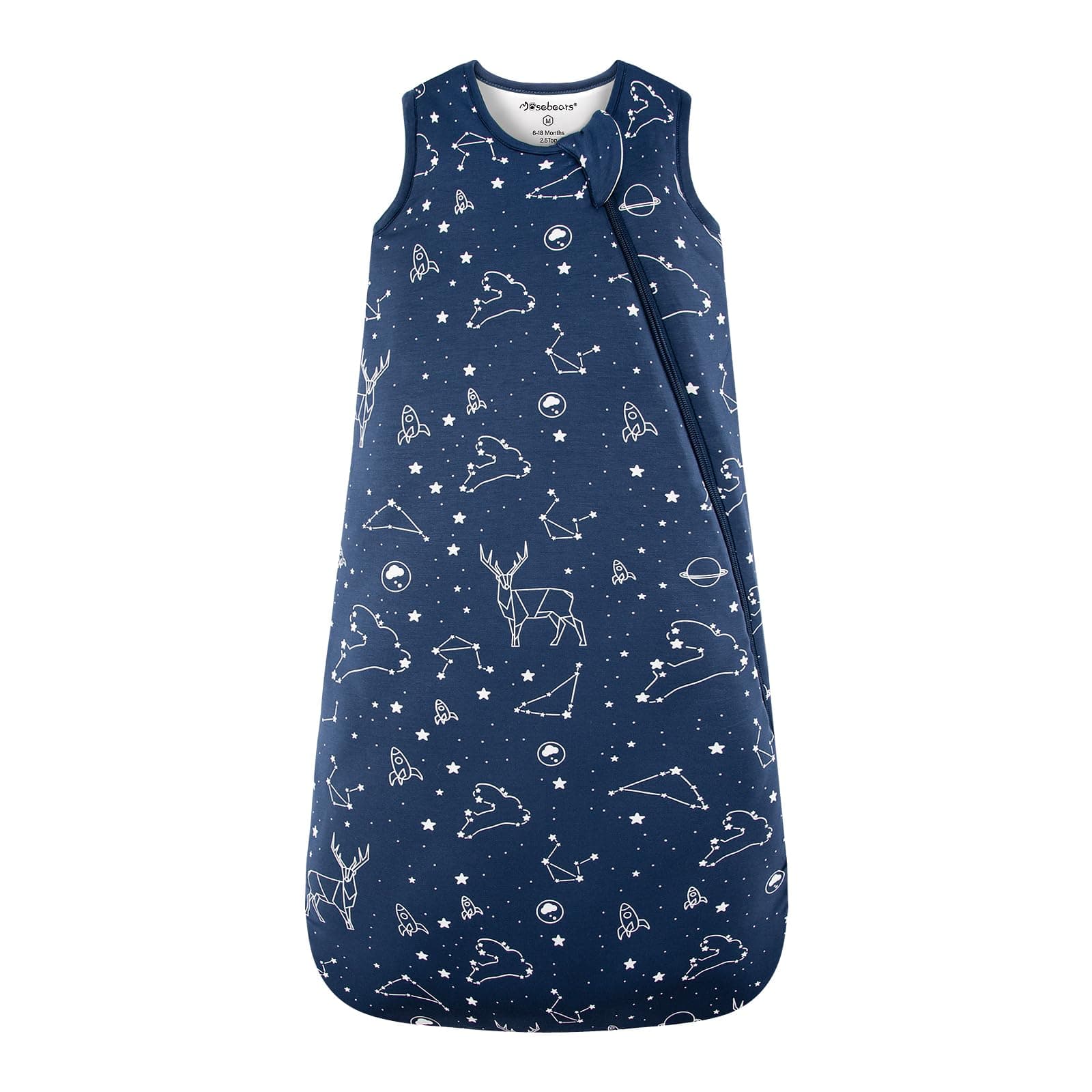 Mosebears Sacco nanna invernale per bambini 2,5 tog,Sacco Nanna Neonato in fibra di bambù, morbidissimo e caldo(Navy Blue,(18-36 mesi)