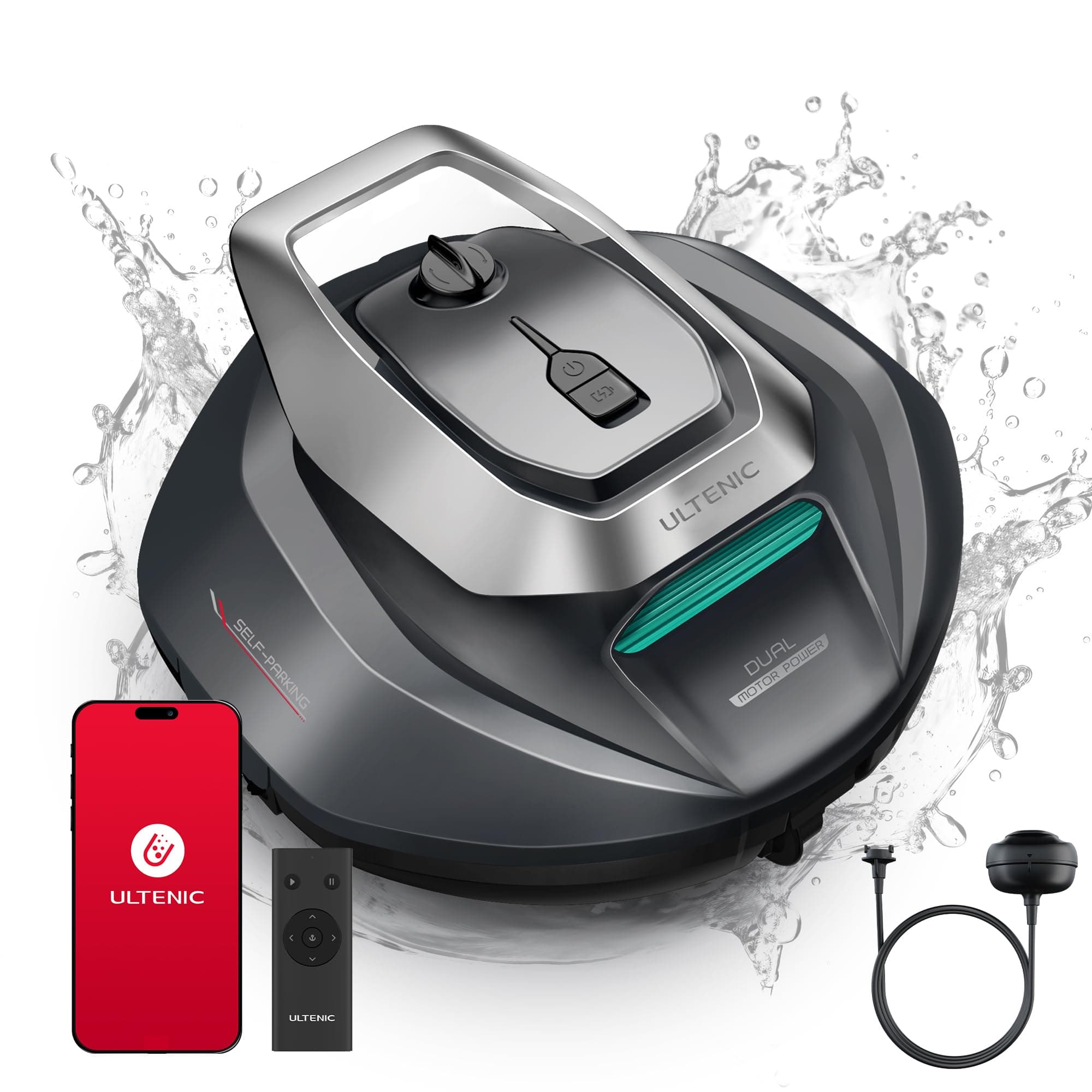 Ultenic Pooleco 10s Robot Piscine, 80㎡ APP Contrôle, Robot Piscine sans Fil Autonome 90min, Nettoyage Complet pour Fond de Piscine, Haute Aspiration pour Toutes Surfaces