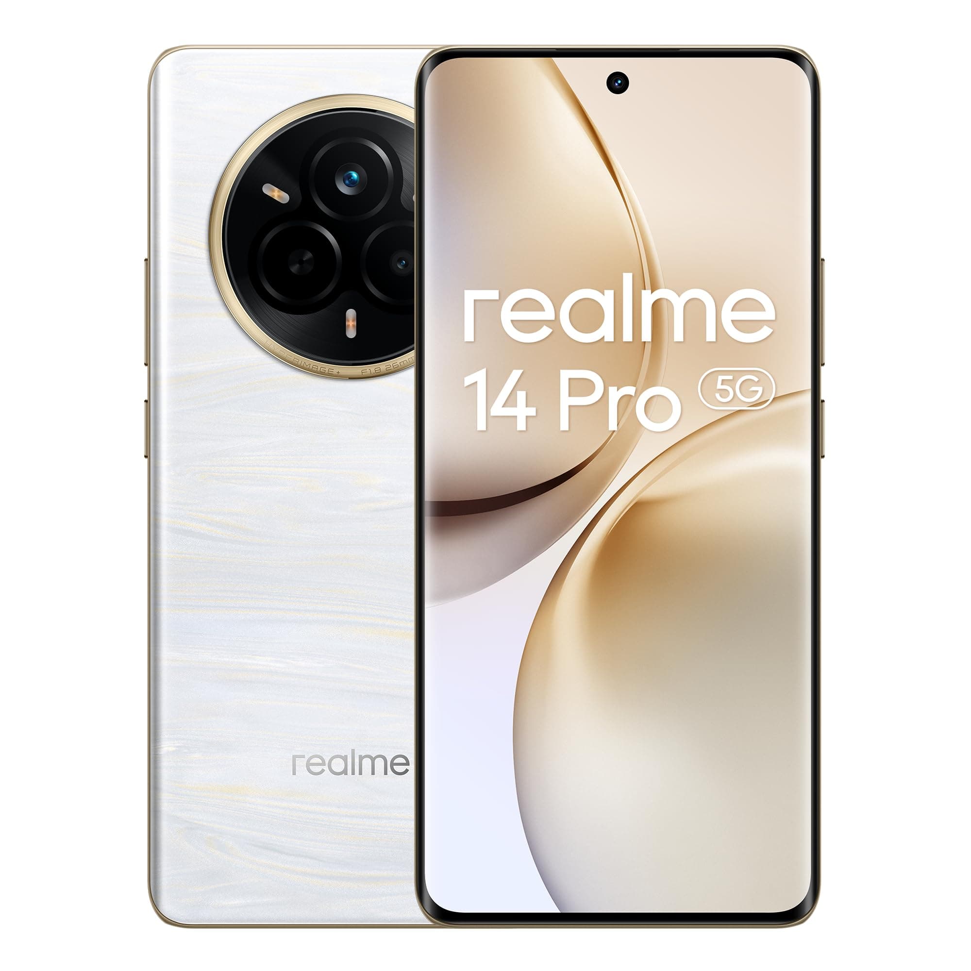 realme 14 Pro Smartphone 5G,Bianco,Fotocamera Sony IMX882 OIS AI,Batteria 5130 mAh,Design che cambia colore sensibile al freddo,26GB(12+14espansione)+512GB,Esclusiva Amazon(Nessun adattatore)