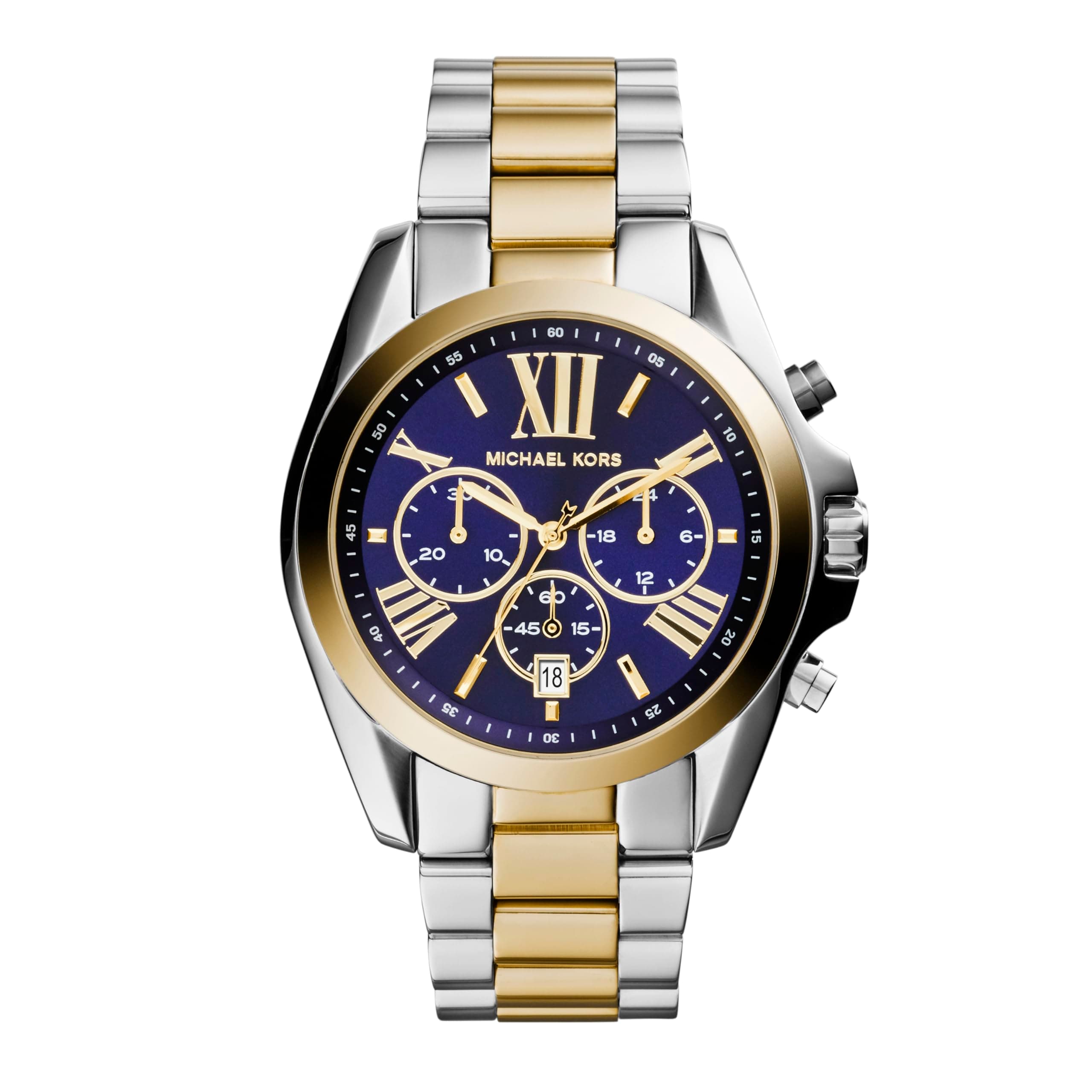 Michael Kors Reloj Bradshaw para Mujer, Movimiento cronógrafo de Cuarzo de 43 mm con Correa de Acero Inoxidable