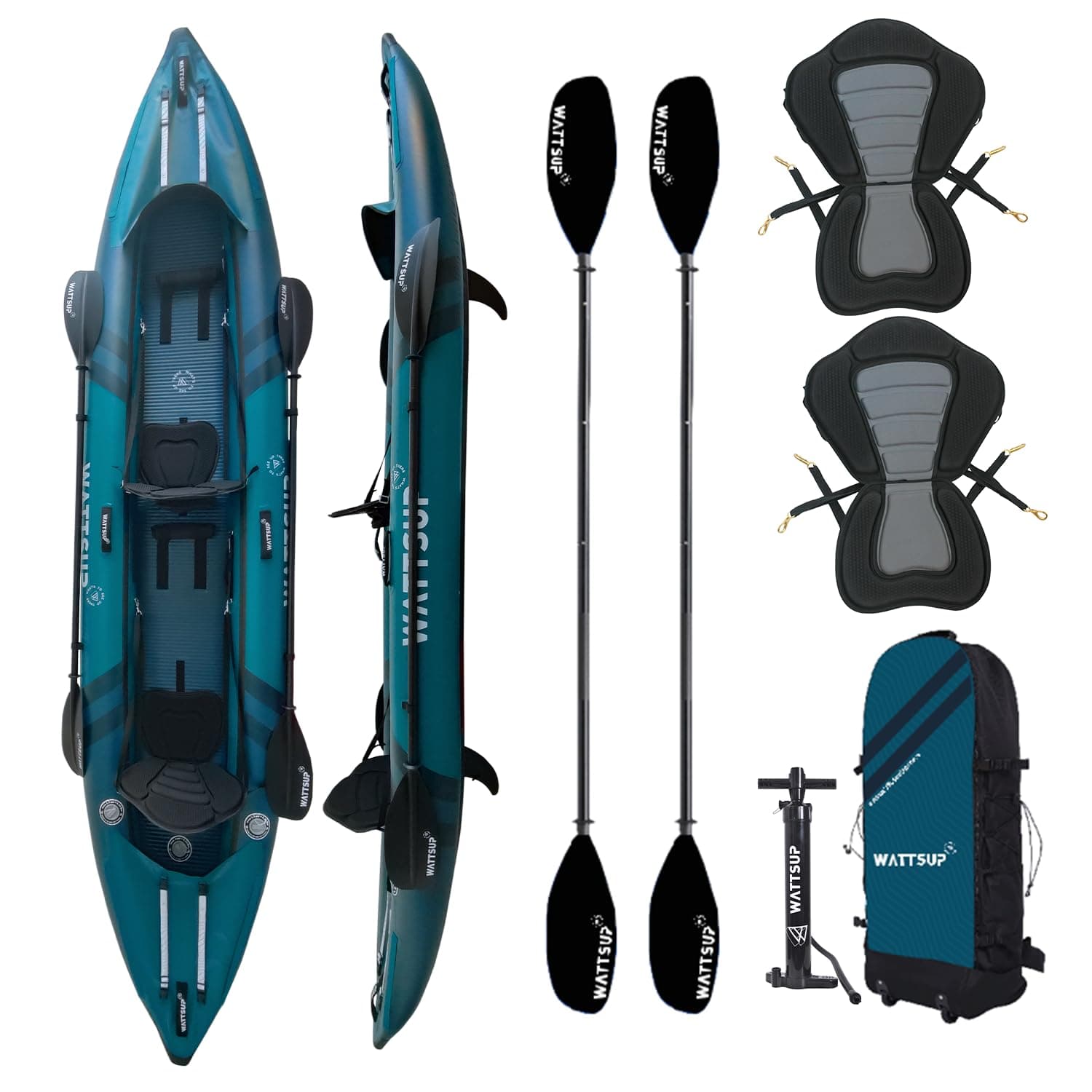Kayak Gonfiabile Wattsup COD 2 posti - 410 x 85 cm (13'4" x 33") - PVC laminato + Dropstitch - Confezione completa - Max 220 kg