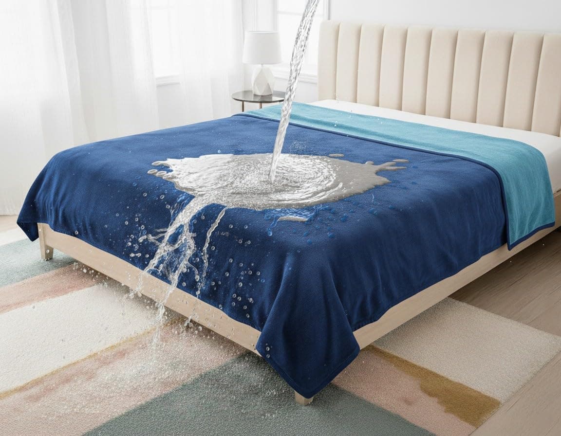 Bedding Aid Couverture imperméable en Flanelle réversible Double Face pour très Grand lit (Bleu foncé/Vert) (228,6 x 274,3 cm, Bleu foncé/Vert)