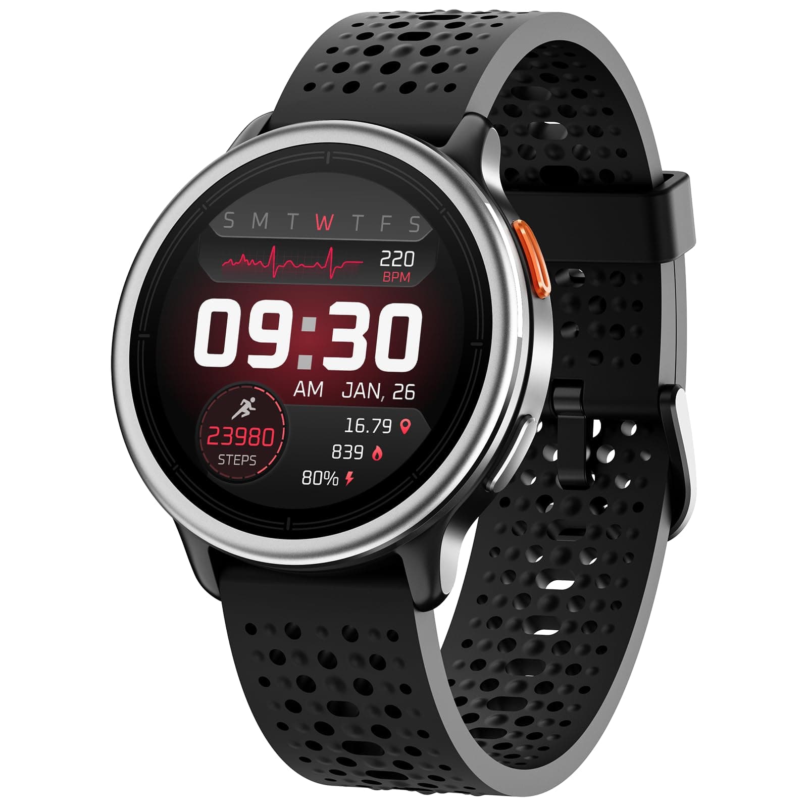 Reloj Inteligente Hombre 1.27" Smartwatch Mujer Redondo 2 Correas, Monitor de Sueño Funciones de Salud y Fitness 120+ Modos Deportivos 3ATM Impermeable para iPhone/Samsung/Android Nnegro