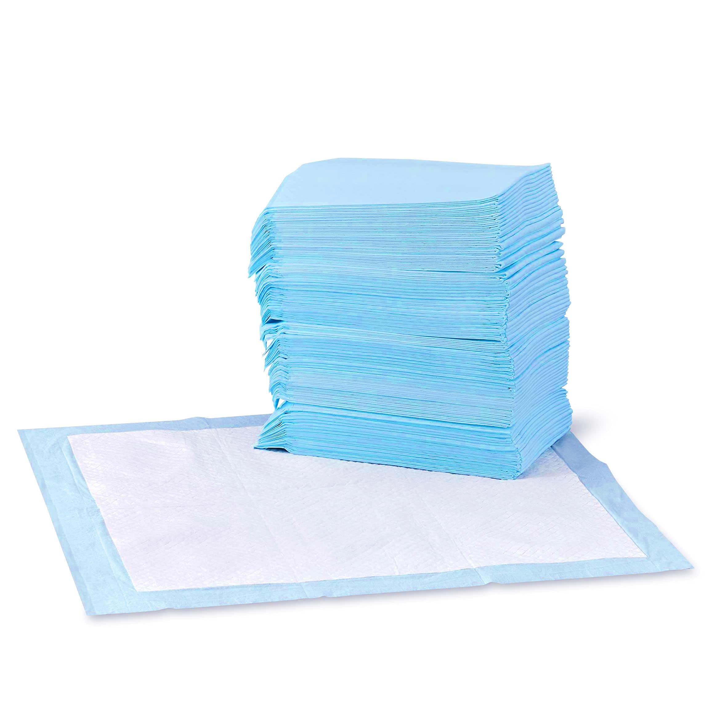 Amazon Basics Lot de 150 protections pour déjections canines, anti-fuite, 5 couches, surface à séchage rapide, taille classique, 56 x 56 cm, pour apprentissage de la propreté des chiens , chiots, Bleu
