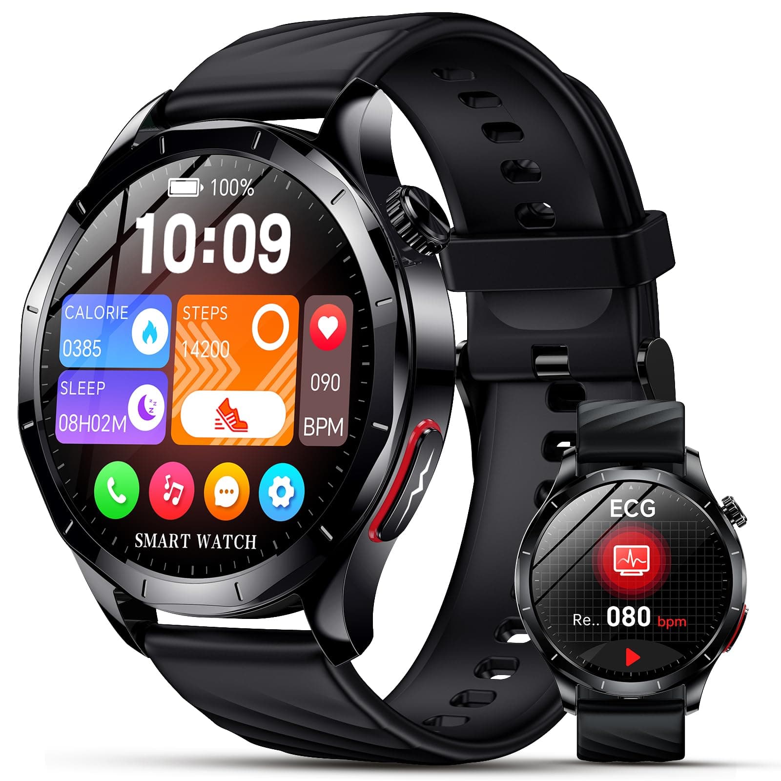Lgnitek 2026 Nouv’ Montre Connectée Homme avec ECG+HRV/Pressιon artérιelle/Acide Urique/IMC,1,43" AMOLED Smartwatch avec Fonction SOS,24/7 Fréquence Cardiaque/Sommeil/SpO2/Apnée,Android/iOS