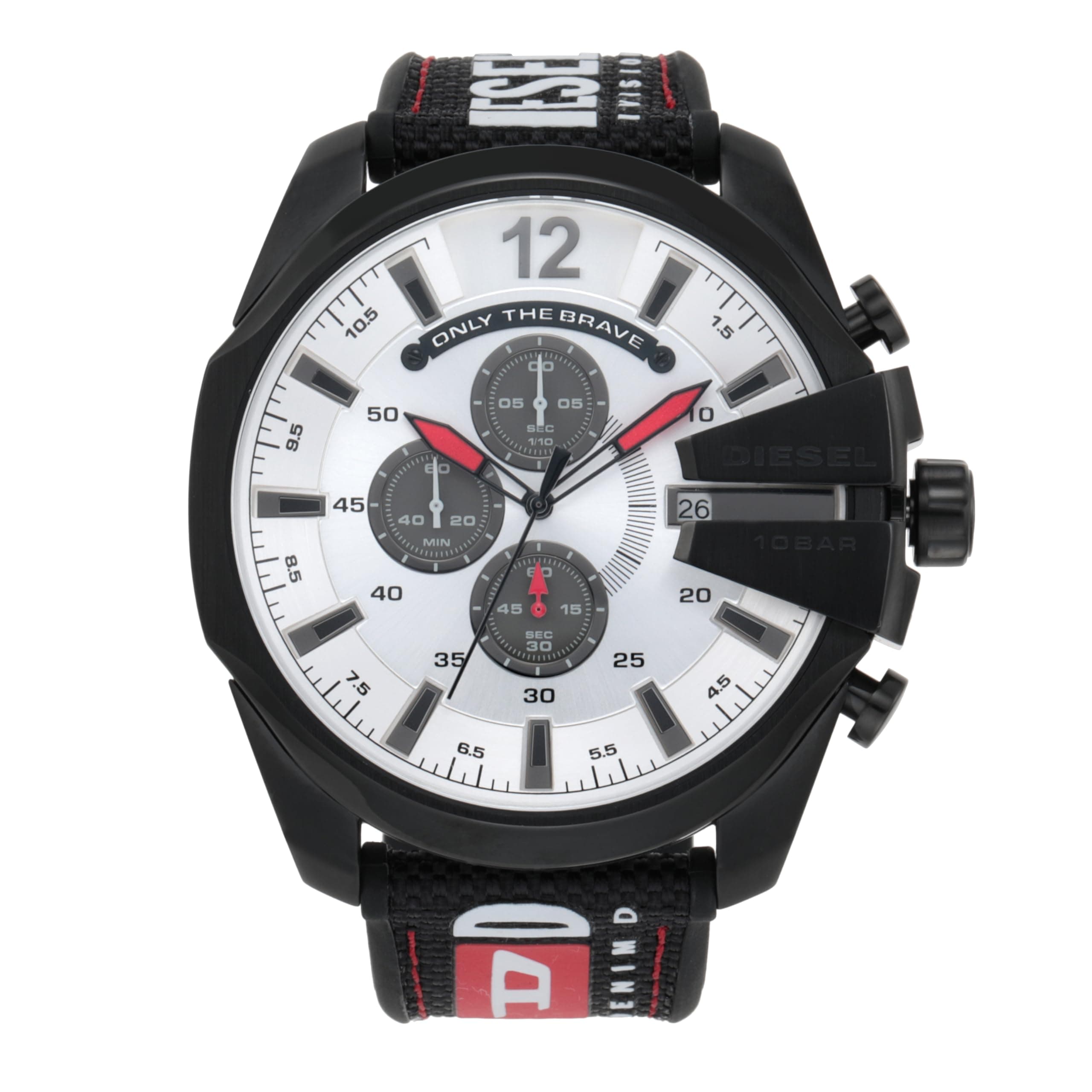 Diesel Reloj Mega Chief para Hombre, Movimiento cronógrafo con Correa de Silicona o sintética