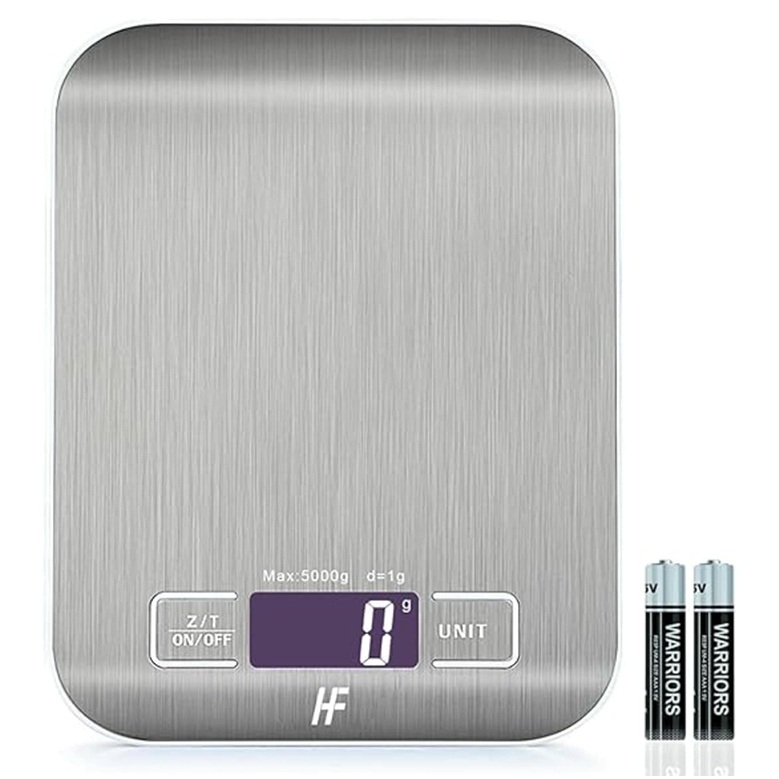 HomeFashion bascula cocina balanza cocina peso de cocina digital Báscula con Pantalla LCD, Acero Inoxidable, Balanza de Alimentos Multifuncional 5 kg/11 lbs