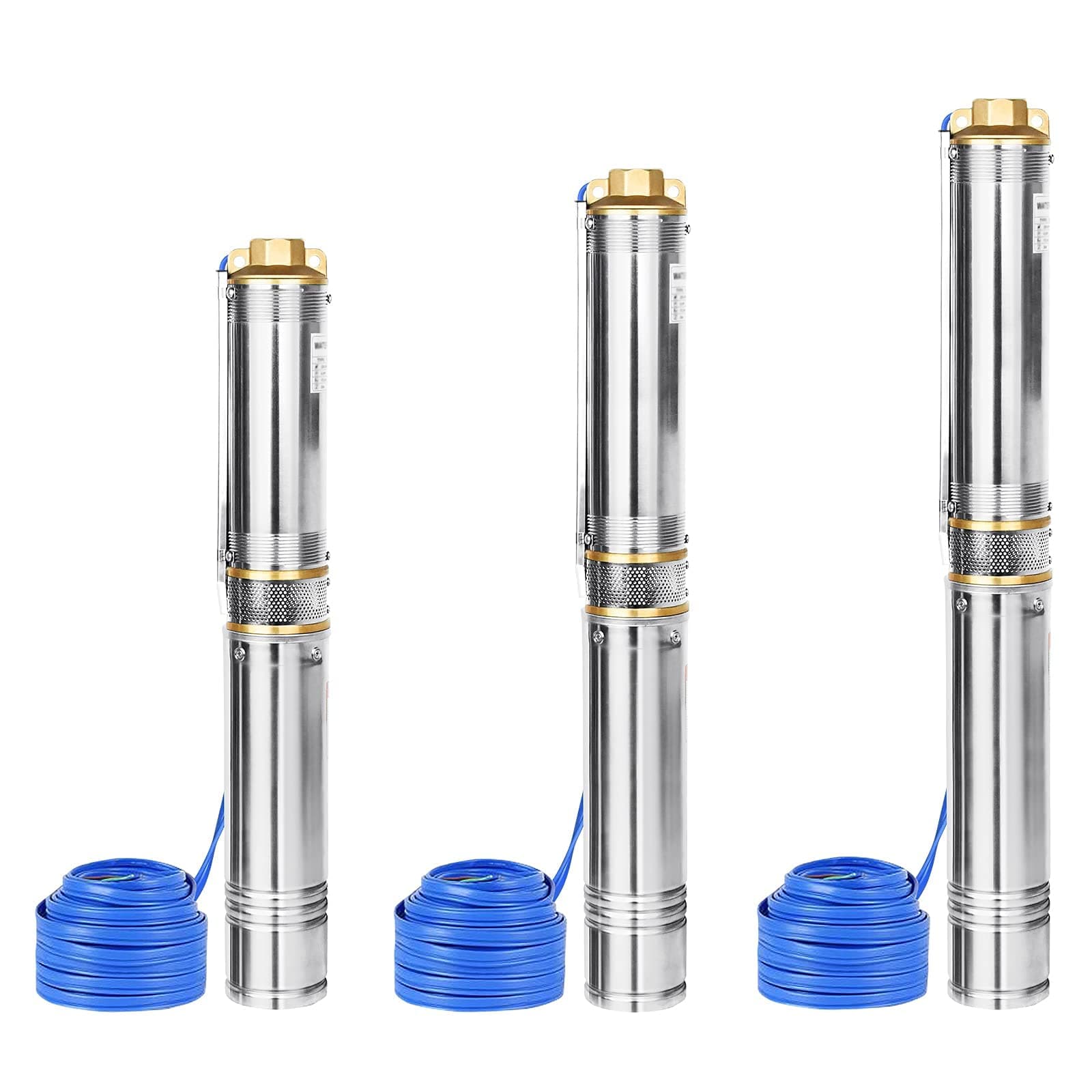LZQ Bomba de pozo profundo, 1,1 kW/1,5 CV con 4000 L/H, altura de extracción, 81 m, bomba tubular resistente a la arena, con filtro de suciedad, bomba de agua para jardín, bomba de presión sumergible