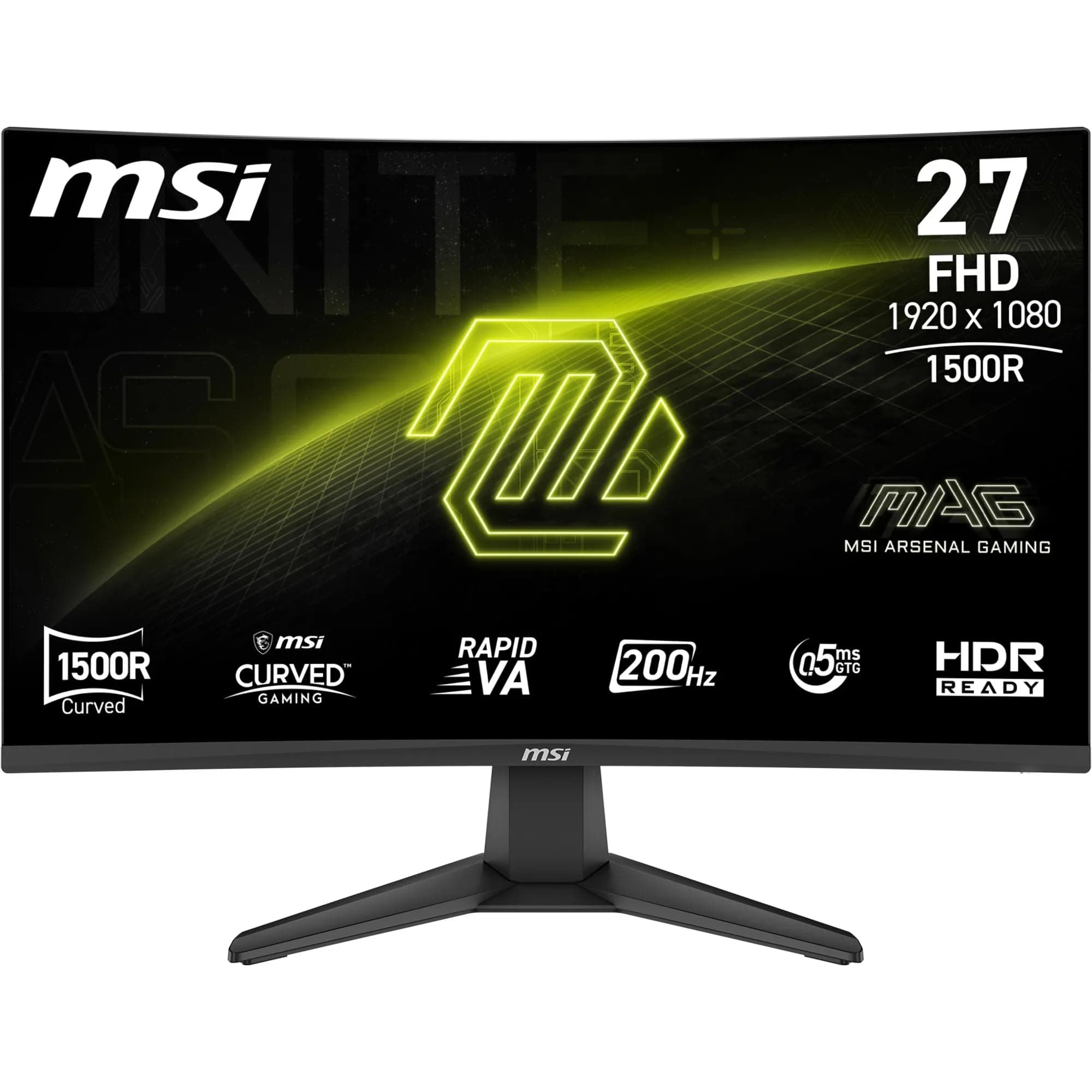msi MAG 276CFA E20 Monitor Gaming 27" FHD Curvo 1500R, Pannello Rapid VA 1920x1080, 200 Hz, 0,5 ms (GtG), HDR Ready, AMD FreeSync Premium, Eye Care,HDMI 2.0b, DP 1.2a, Design Frameless, VESA 100 mm