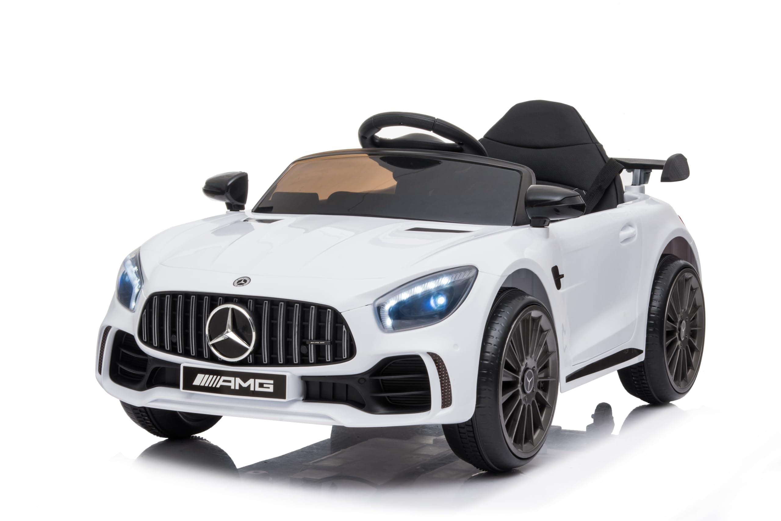 Baroni Toys Mercedes AMG Sport Macchina Elettrica per Bambini Baby car Elettrica Full Optional, Auto Telecomandata Sedile in Plastica, Porte Apribili, Motore 12V, Carico fino a 25 Kg 1-4 anni, Bianco