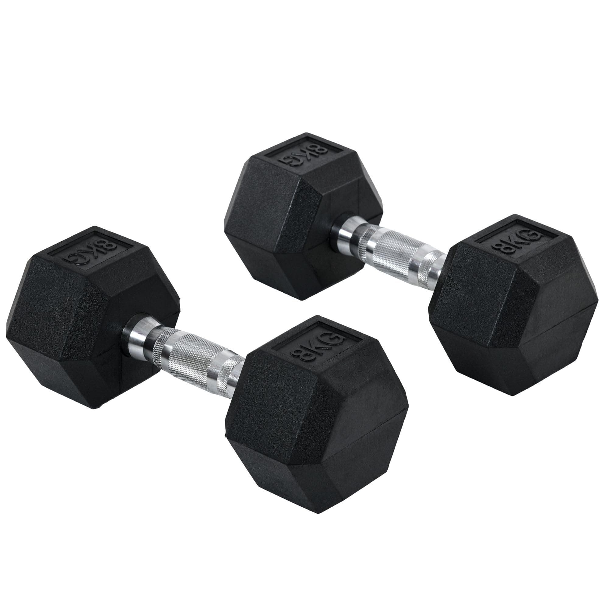 HOMCOM 2 x 4/5/6/8/10/12,5/15/20 Kg Ensemble d'Haltères Courtes Noir | Haltères Musculation, Entraînement Musculaire, Haltérophilie, Métal Caoutchouc, Fitness pour Homme Femme