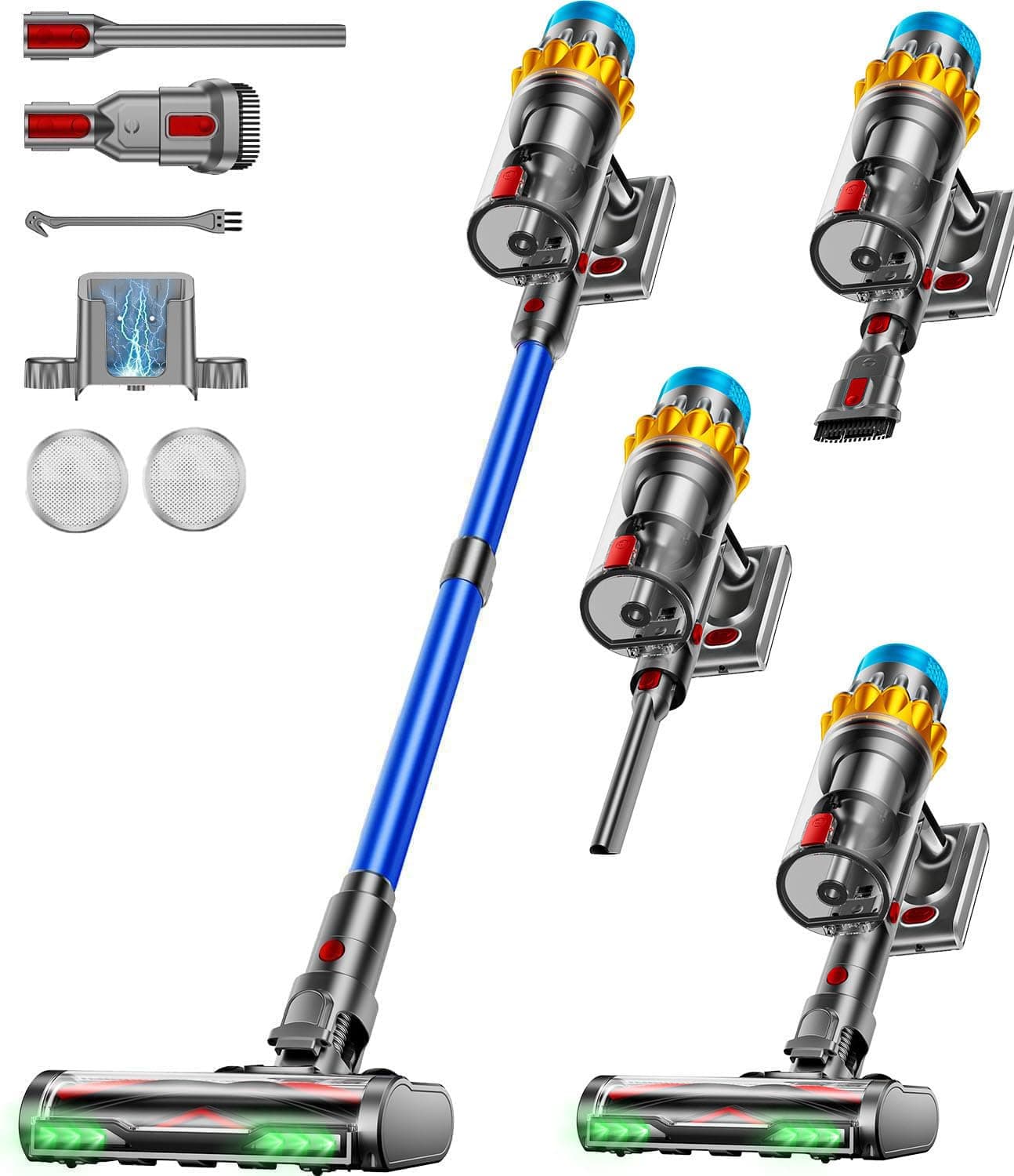 Aspirateur Balai sans Fil, 650W/60KPA/75Min Aspirateur sans Fil Puissant | Aspirateur sans fil autonome /Super1,8L Cup/Écran LED/Brosse Anti-Enchevêtrement/, Sols Durs,Poils d'animaux et Voiture