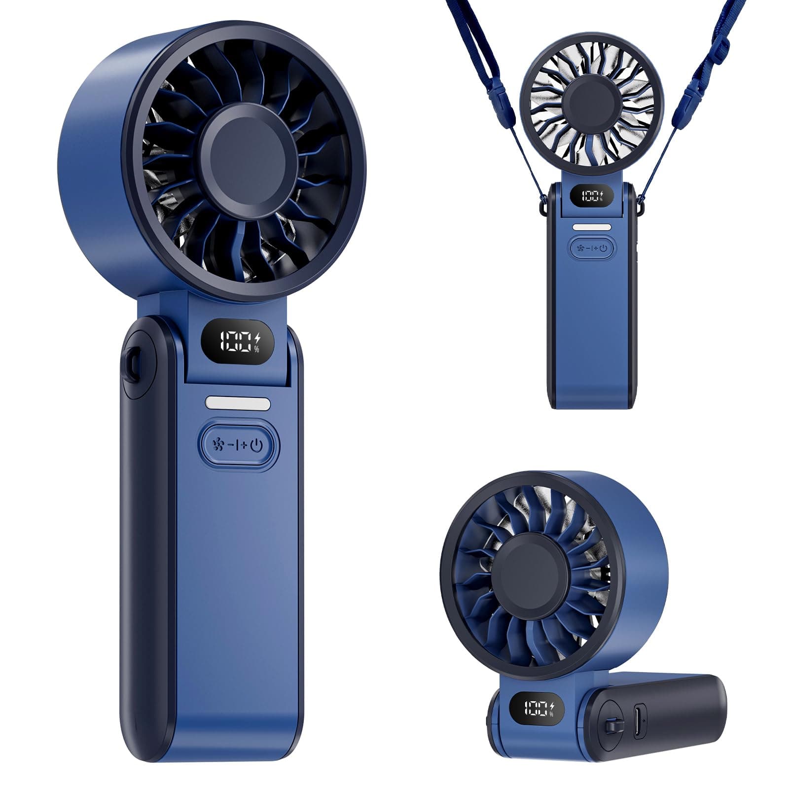 UIONVO Ventilateur Portable Rechargeable USB Silencieux – Mini Ventilateurs Pliable avec Batterie 4000 mAh, Écran LED, Ventilateur de Poche pour Bureau, Voyage, Extérieur, Chambre, Cuisine