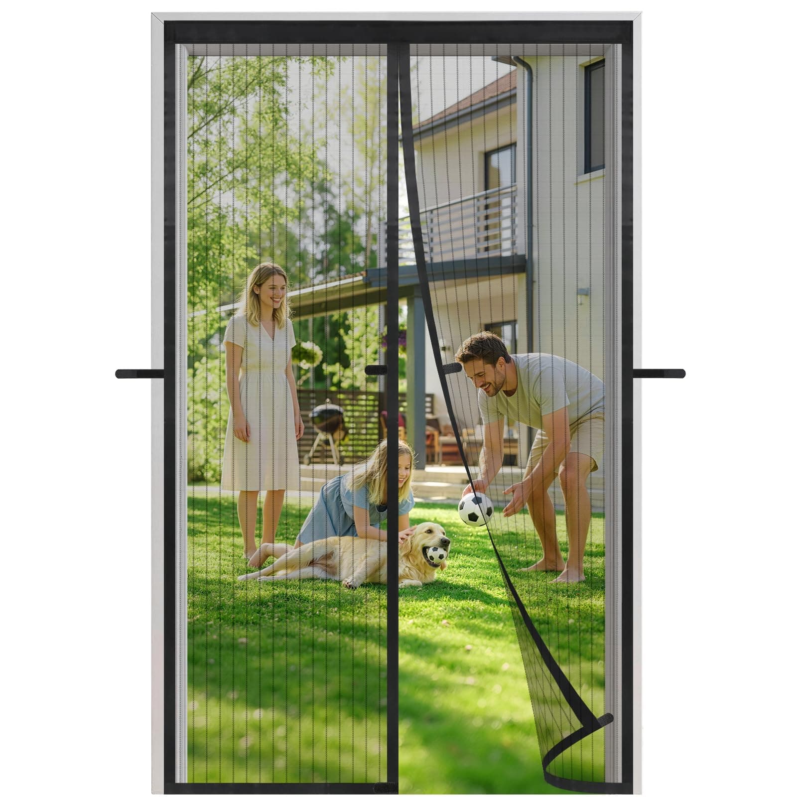 Meet Beauty Moustiquaire Magnetique Porte Fenetre 135x245cm, 3ᵉ Génération Anti-vent, Installation Facile, Multi Tailles Disponibles, Noir