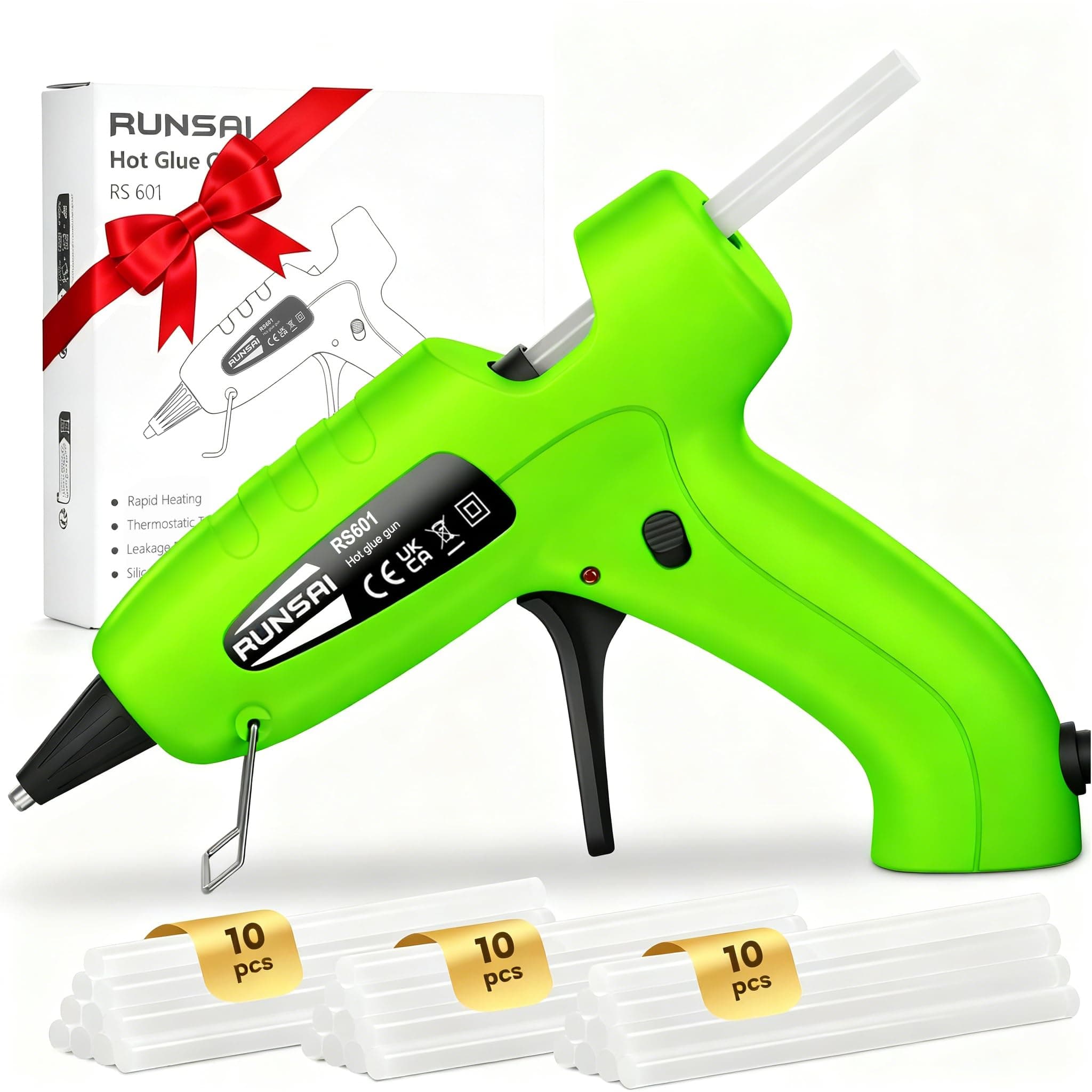 RUNSAI Pistola Silicona Caliente Antigoteo con 30 Barras Pegamento 7mm, Pistola Pegamento Termofusible 30W, Mini Hot Glue Gun Pistola Cola Quente Pequeña y Profesional para Bricolaj Manualidades Niños