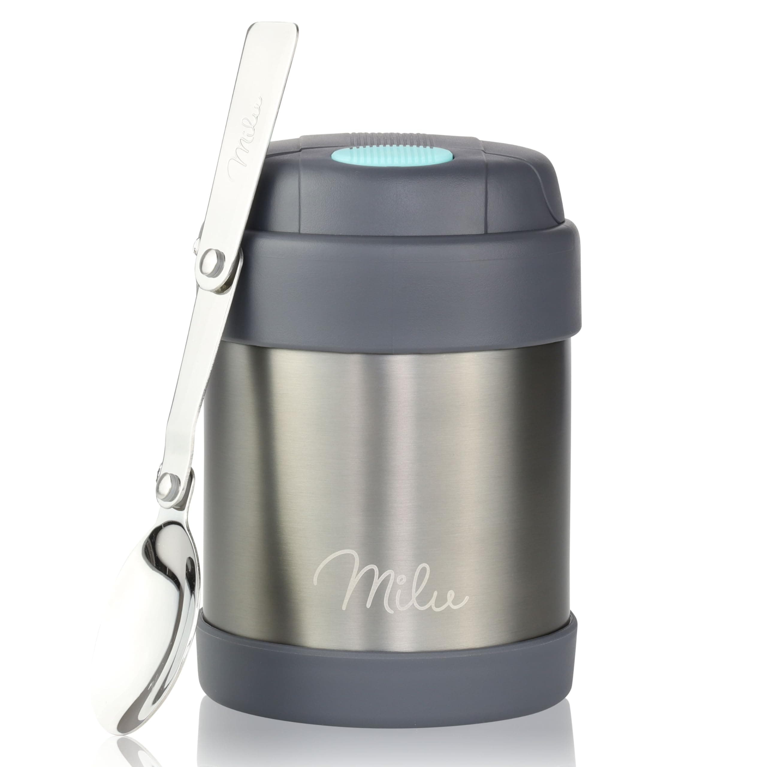 Milu Thermo per Alimenti 300 mL I Contenitore Termico di Acciaio Inossidabile, Isotermico Sottovuoto per Cibi Caldi e Freddi (Grigio, 300 mL)