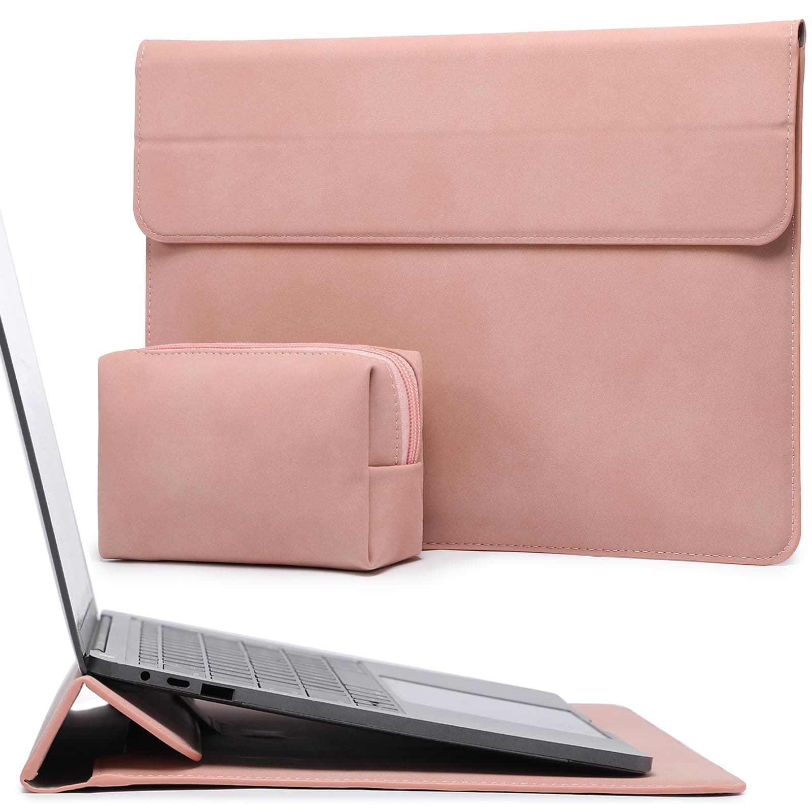 HYZUO 15-16 Pollici Custodie per PC Portatile Borsa con Funzione Stand per MacBook Pro 16 M5/M4/M3/M2/M1 2026-2019, XPS 15, MacBook Pro 15 2015-2012, Samsung Galaxy Book Flex 15, Rosa
