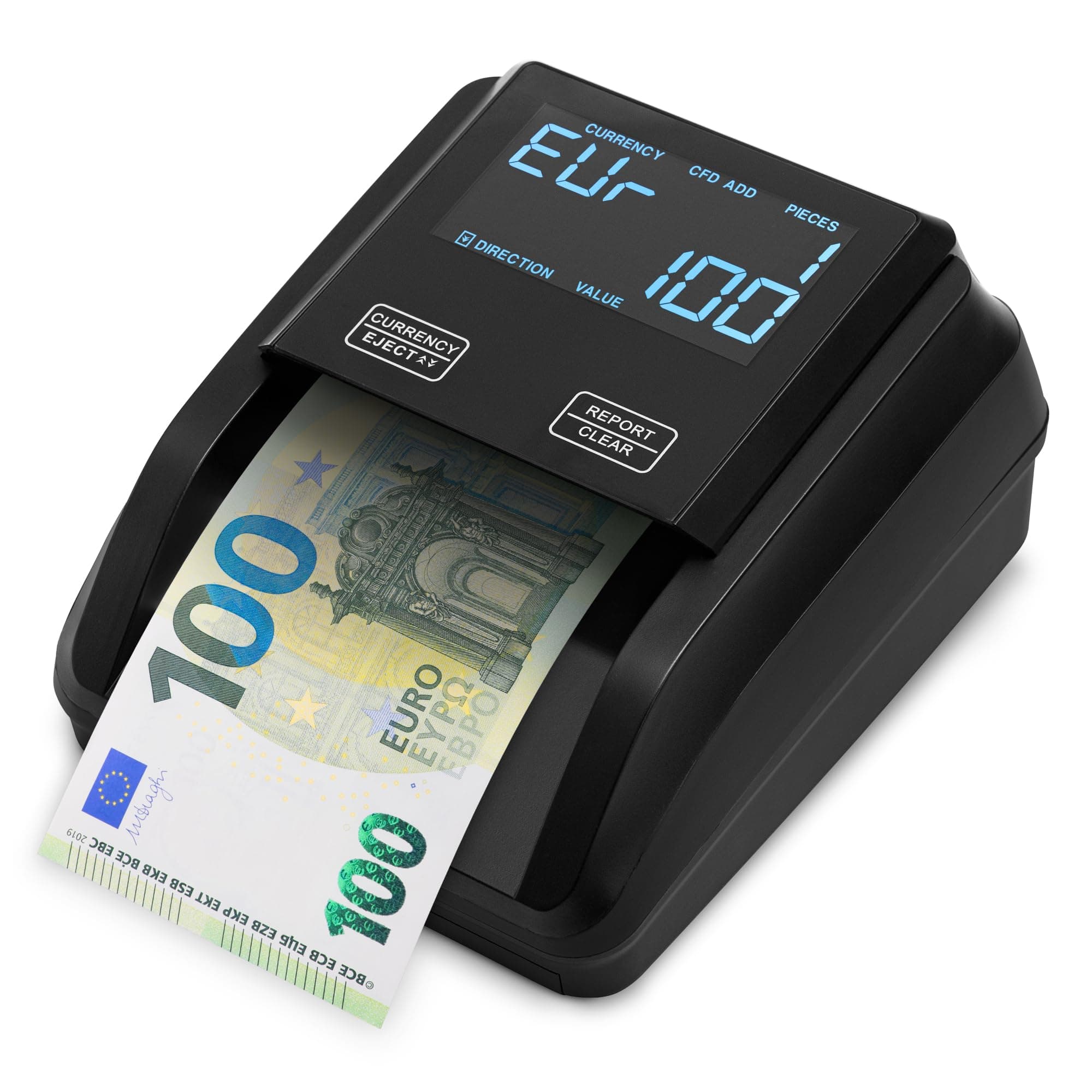 ZENACASA Detector de billetes falsos y contador de billetes 2 en 1 con pantalla táctil - Inserción uno a uno - Detector Billetes Falsos Euros, USD, GBP - Lector de mano compacto y liviano