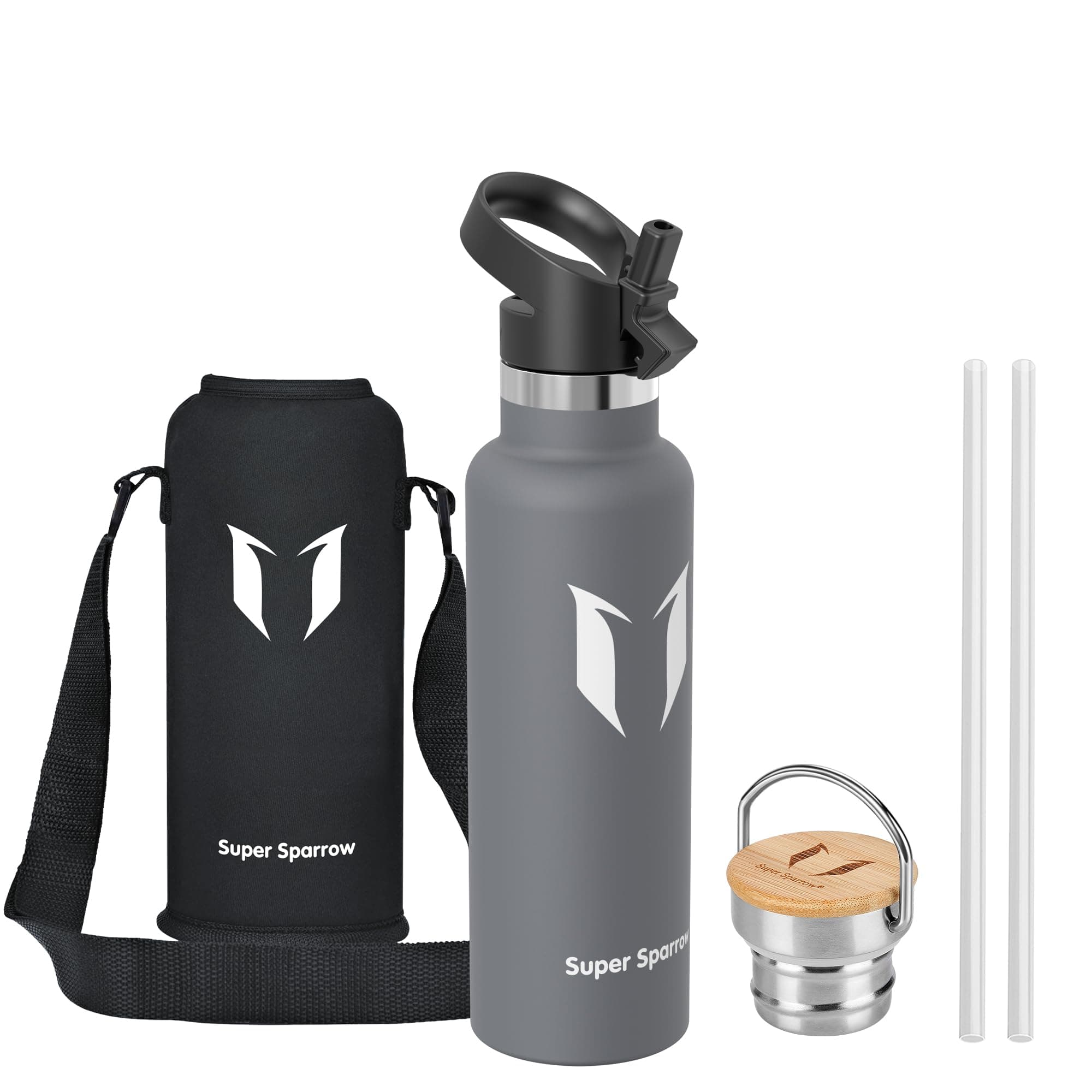 Super Sparrow Botella Agua Acero Inoxidable - Botella Agua Niños - 500ml/750ml/1L - Botella Termica Boca Estándar - Sin BPA, para Niños & Adultos, Deporte, Oficina, Yoga, Ciclismo