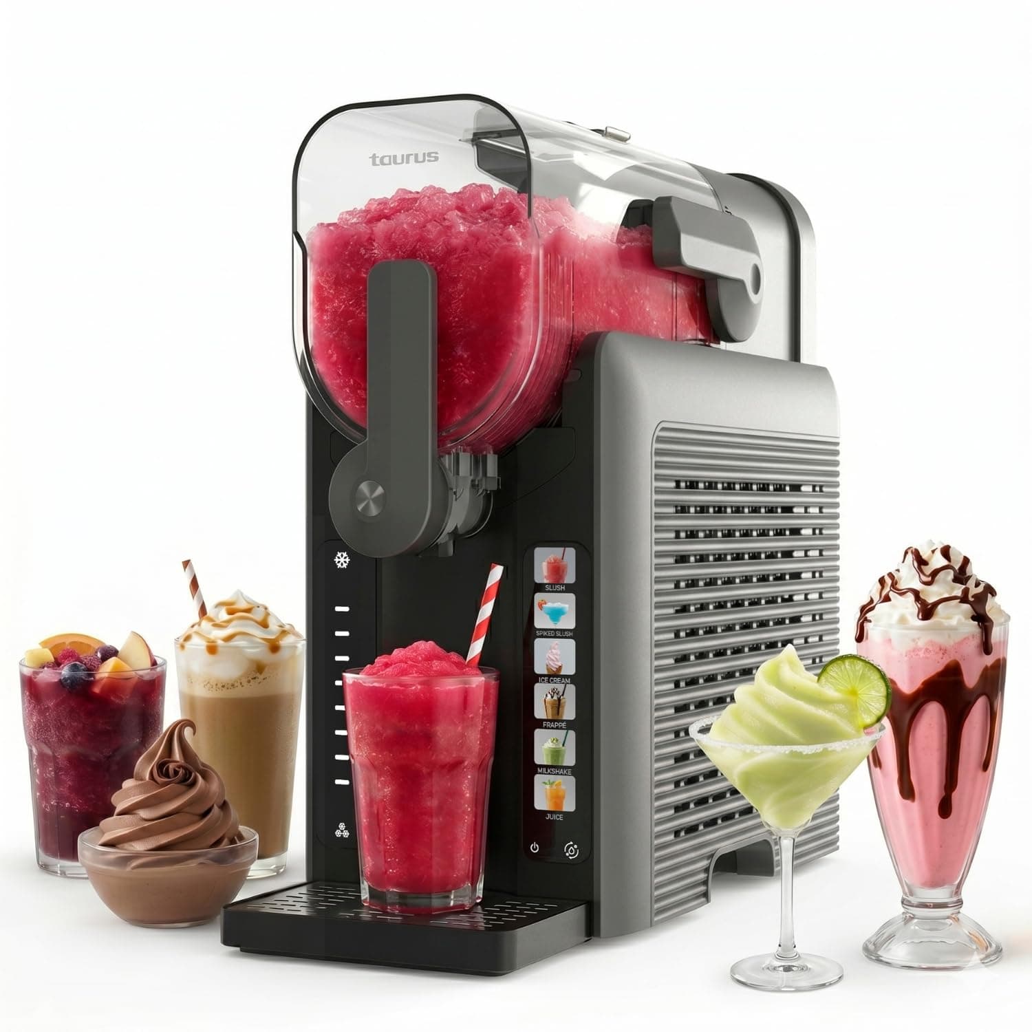 Taurus – Máquina de Granizados Ice Flow 2600 | Capacidad 2,5L | 6 Programas de Bebidas heladas y granizadas | Listas en 15 min | Diseño compacto | Pantalla Táctil | Autolimpieza + Apto Lavavajillas