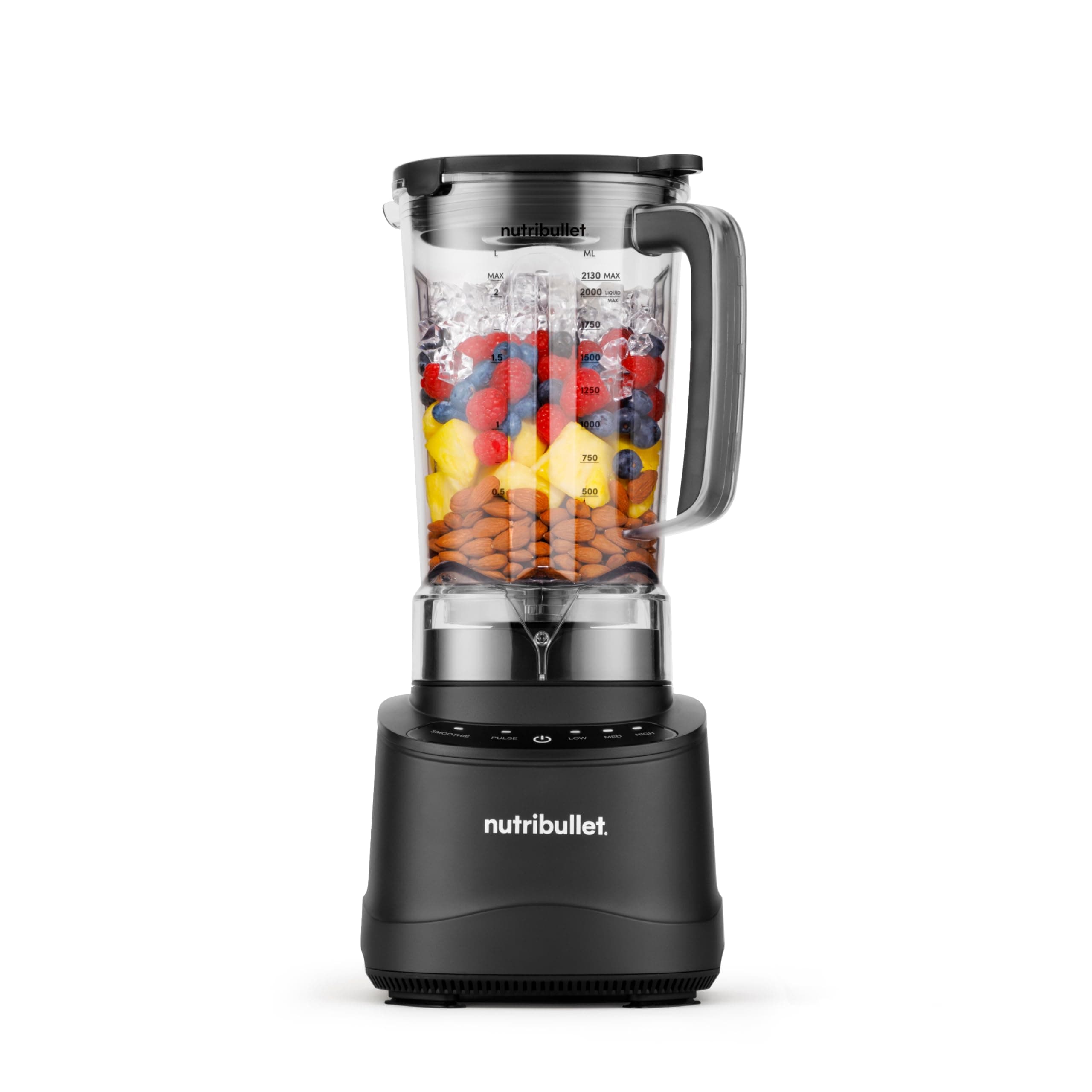 nutribullet Power Core™ Blender – Frullatore con Caraffa XL 2,1L, Blender per Smoothie e Ghiaccio Tritato, 3 Velocità + Pulse, Programma Smoothie Automatico, Mixer Cucina, 1200W, Nero (NBF430MB)