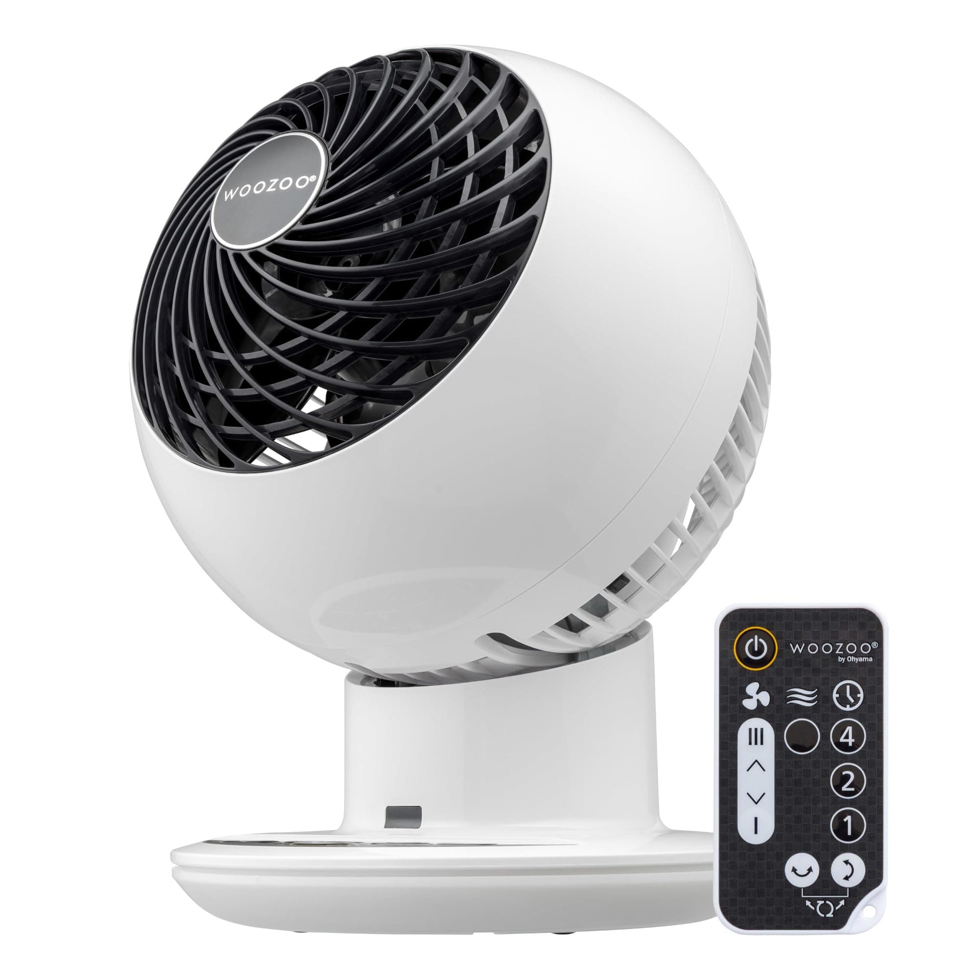 Iris Ohyama Woozoo Ventilateur de Table, Pièce de 30m², Oscillation Multidirectionnelle, Télécommande, Silencieux 30dB, Portable, 5 Vitesses, Minuteur, Fan, Pour Chambre, Bureau, Blanc, PCF-SC15T