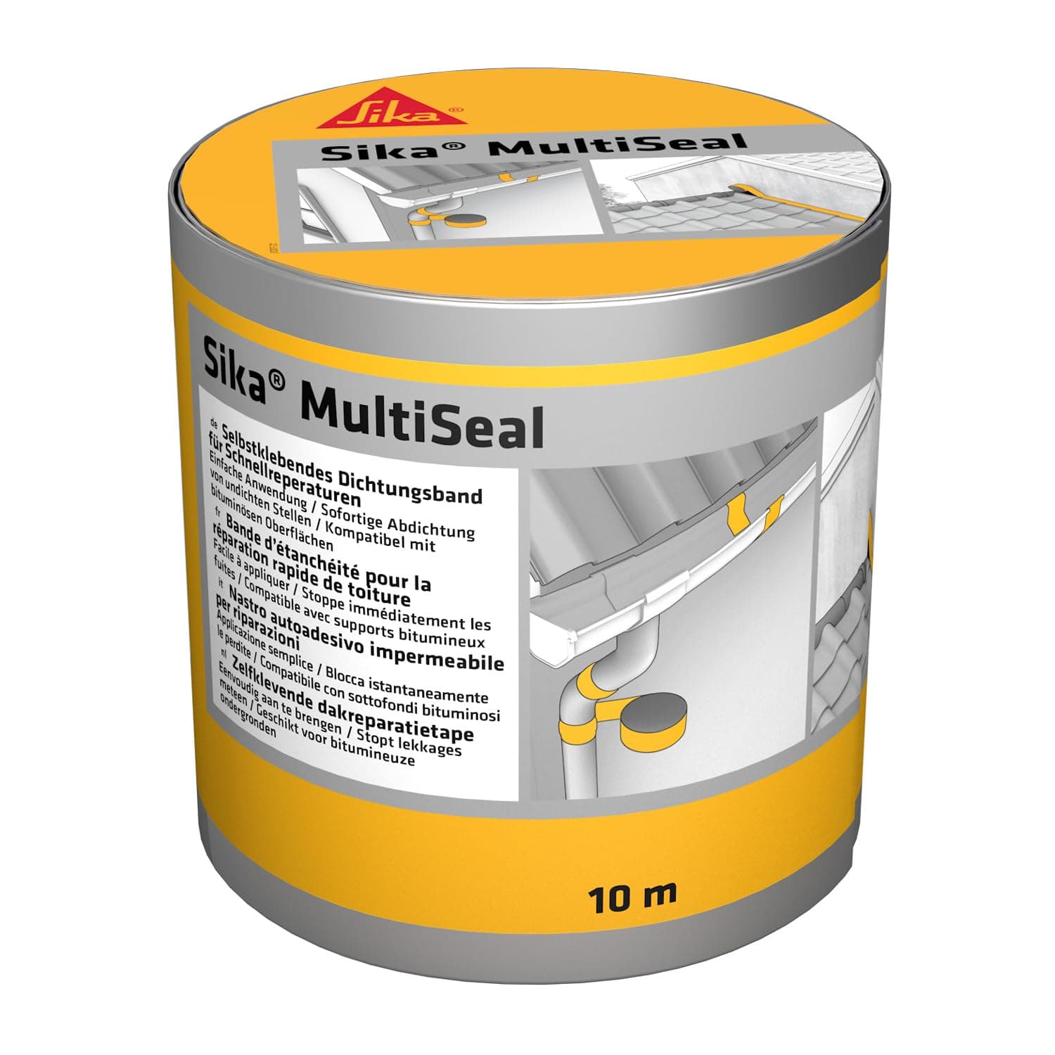 SIKA - Bande d'étanchéité Multiseal - Aluminium - 150mm x 10m | Réparation de toiture/gouttière - Autocollante - Multisupports - Résistant aux UV/Déchirure - Pose facile - Peut-être peint