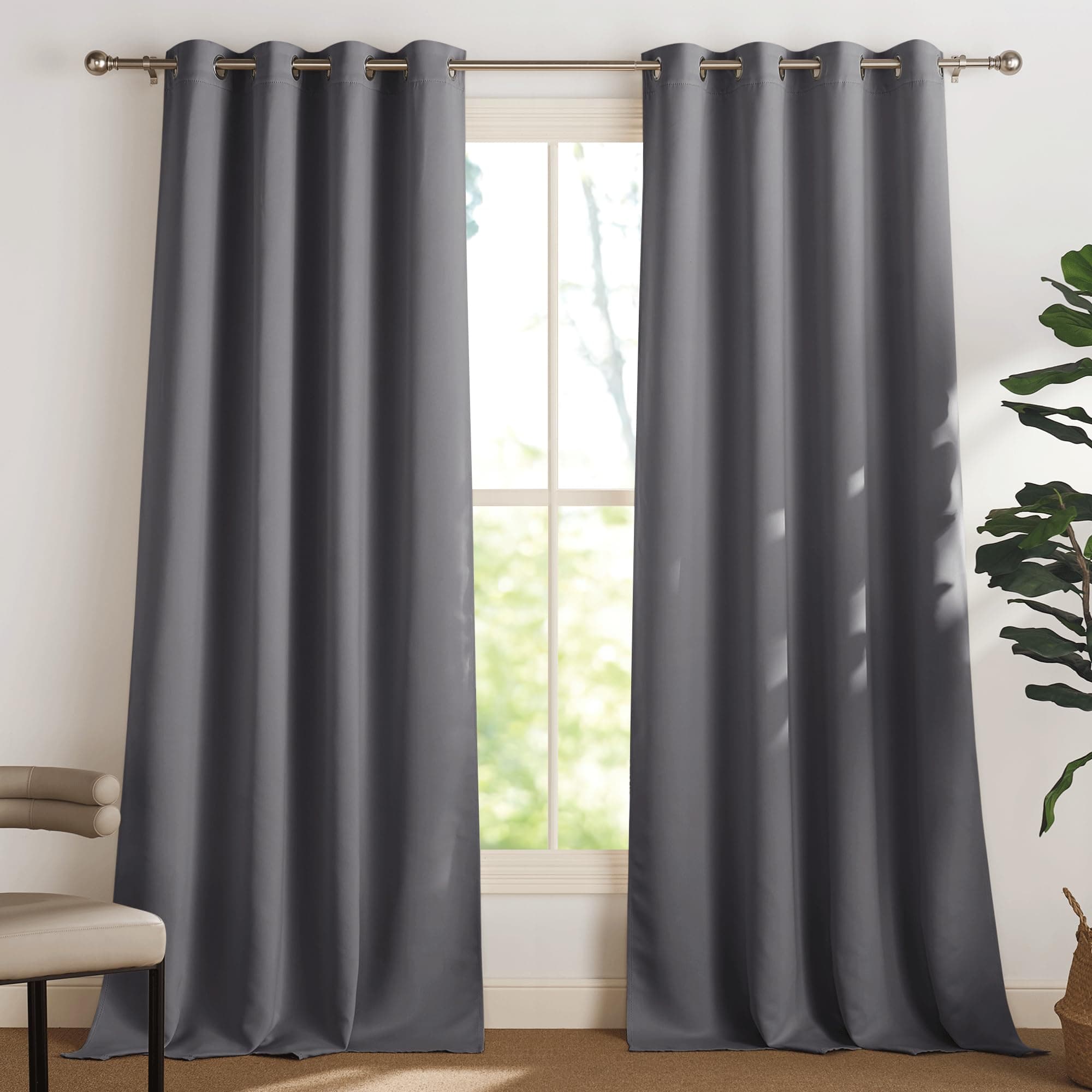 PONY DANCE Tende Oscuranti per Interni 2 Pezzi L 140 x A 230 cm Tende Termiche Isolanti Camera da Letto con Anelli Curtains per Salotto Eleganti Moderne, Grigio