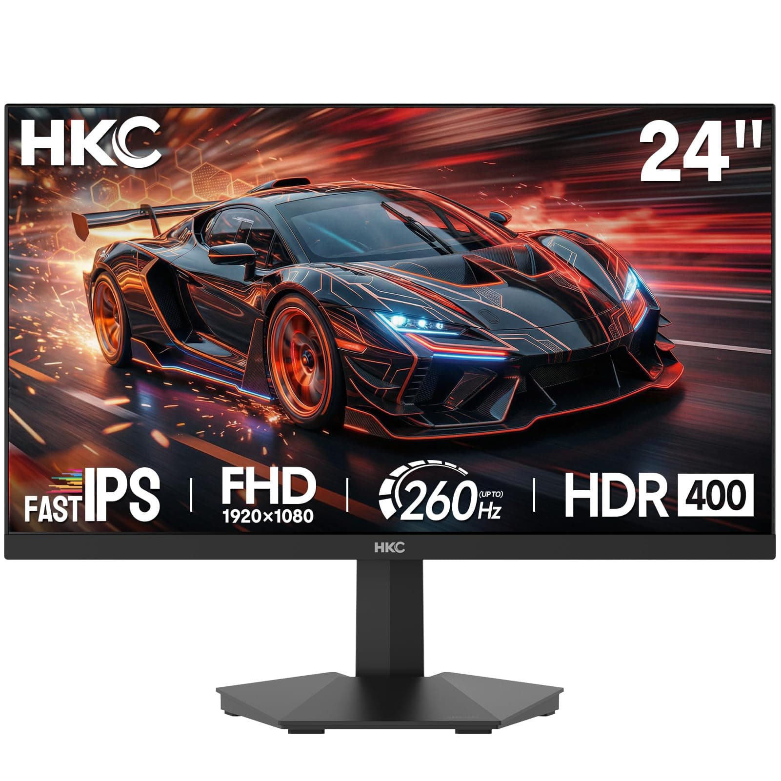 HKC Écran PC Gamer 24 Pouces IPS FHD 240Hz Up to 260Hz HDR400 Ecran Gaming | HDR400,1ms (MPRT),350cd/㎡,Adaptive Sync,2 x HDMI 2.0,DisplayPort,Faible Lumière Bleue,VESA (100x100)|G24H3D