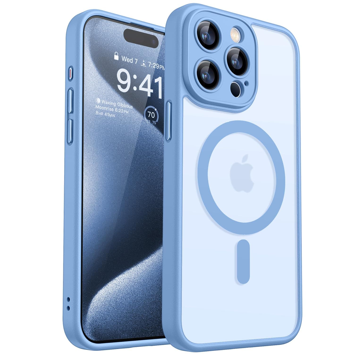 CANSHN 2024 Neu für iPhone 15 Pro Hülle mit Kameraschutz für Magsafe (TOP Militärschutz & Magnetkraft) Extrem Haltbarkeit Hülle iPhone 15 Pro Case Stoßfest, Himmelblau