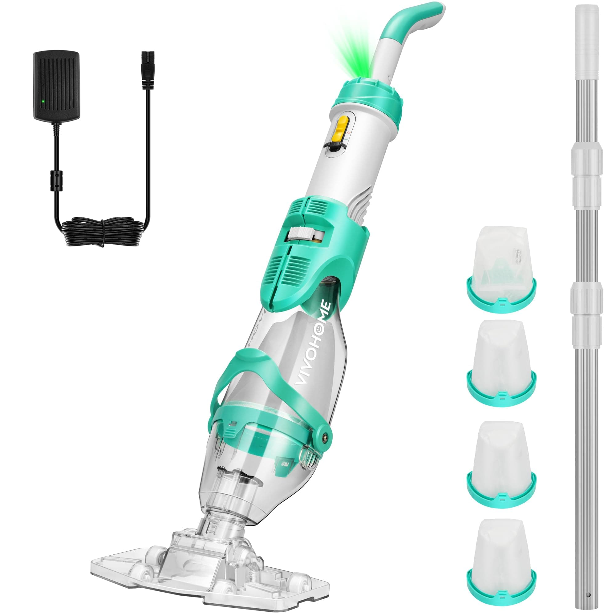 VIVOHOME 250cm Aspirador de Piscina Inalámbrica con Succión Fuerte de 4300LPH, Limpiafondos Piscina Autonomía de 75 Minutos para Piscinas Spas y Jacuzzis