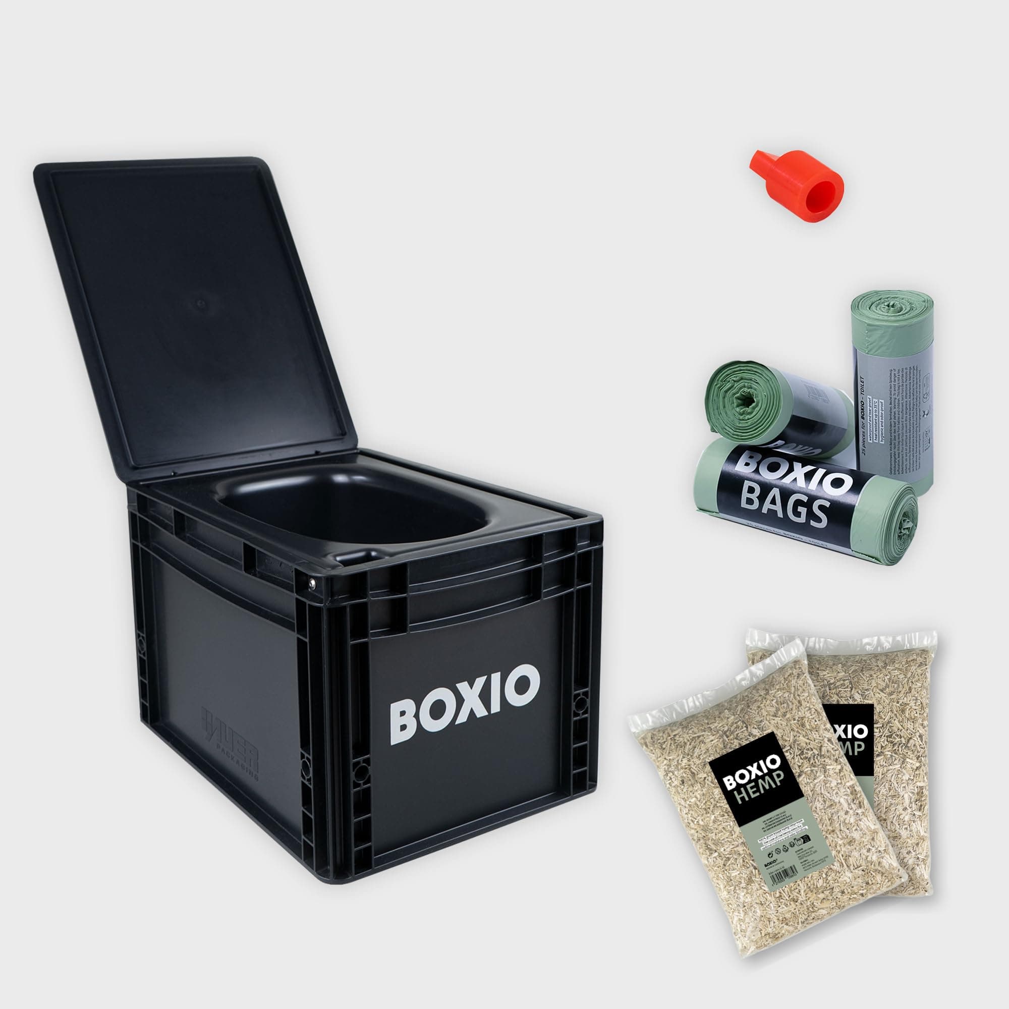 BOXIO Toilette Sèche Portable Séparateur d’Urine - WC Portable pour Voyages, Bateaux, Déplacements, Jardin, Camping-Car | Toilette Sèche Camping Compact : 40 x 30 x 28 cm, Noir