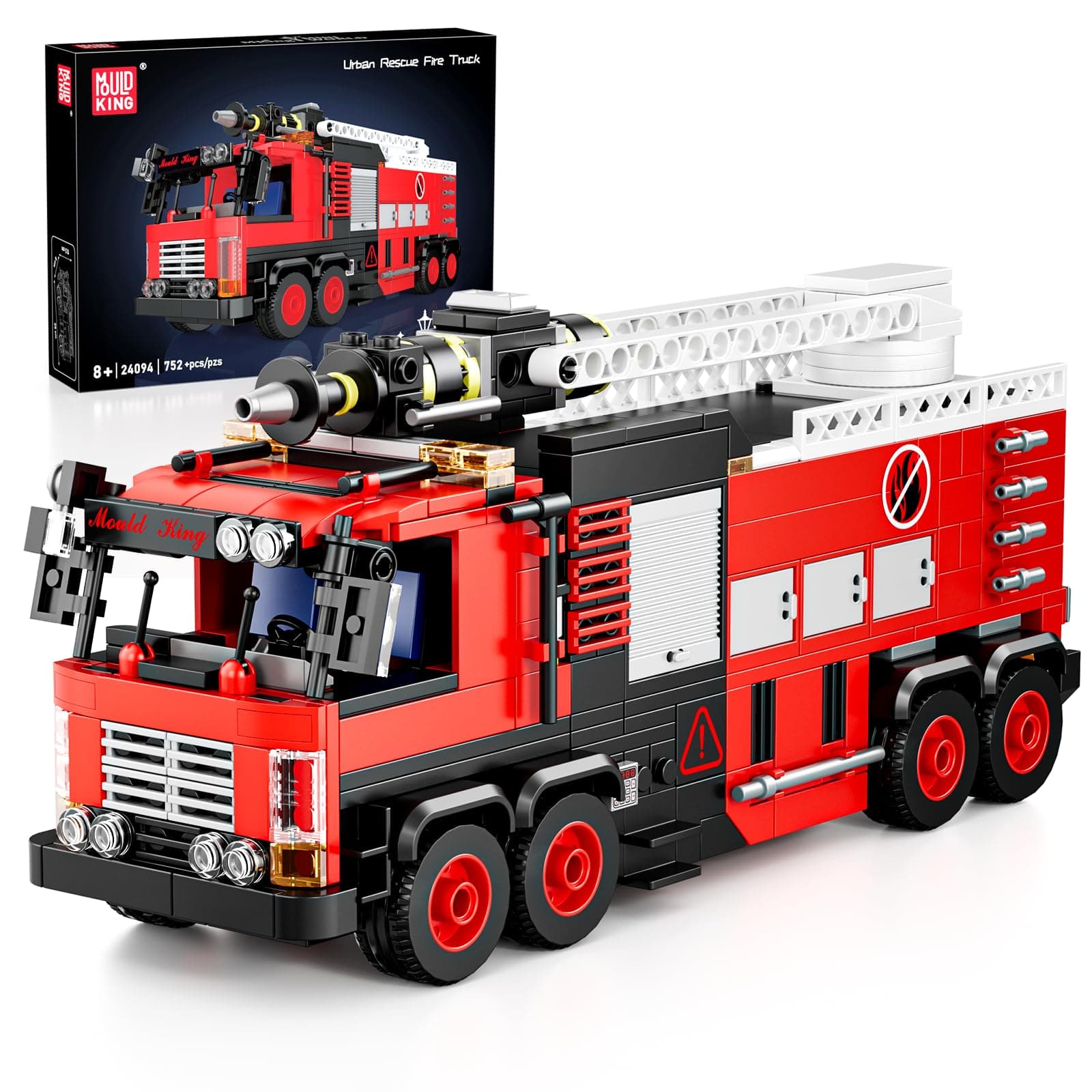 Mould King 24094 Feuerwehr-Rettungsfahrzeug Modell Baustein, Kreative Technik LKW Klemmbausteine Set Auto Modell Block, Geeignet für 8+ Kinder/Erwachsene/Sammler (752 Stücke)