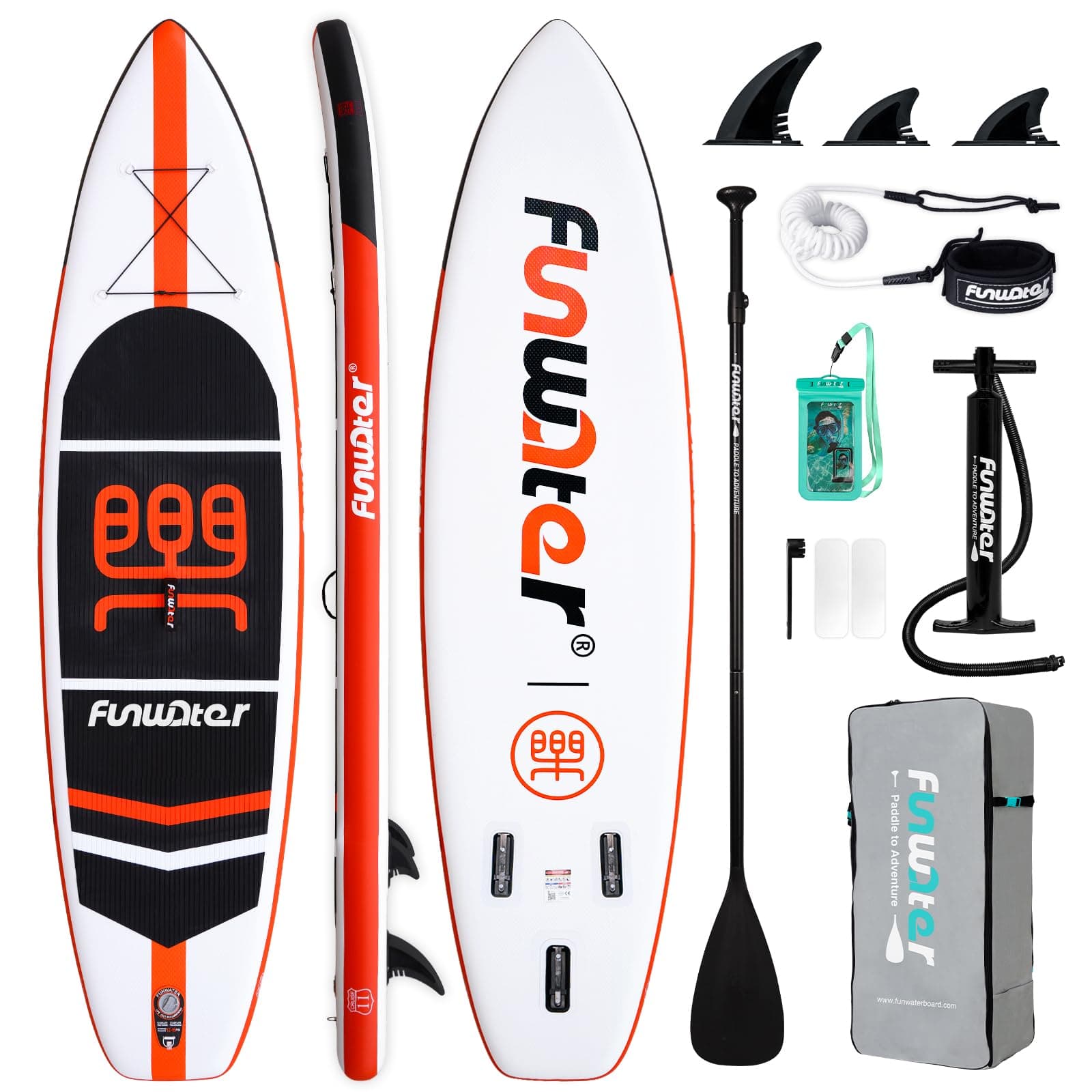 FunWater Tabla de Surf Hinchable Sup,with Bomba, PaletaMochila de Viaje,Correa para el pie,Bolsa Impermeable para teléfono móvil