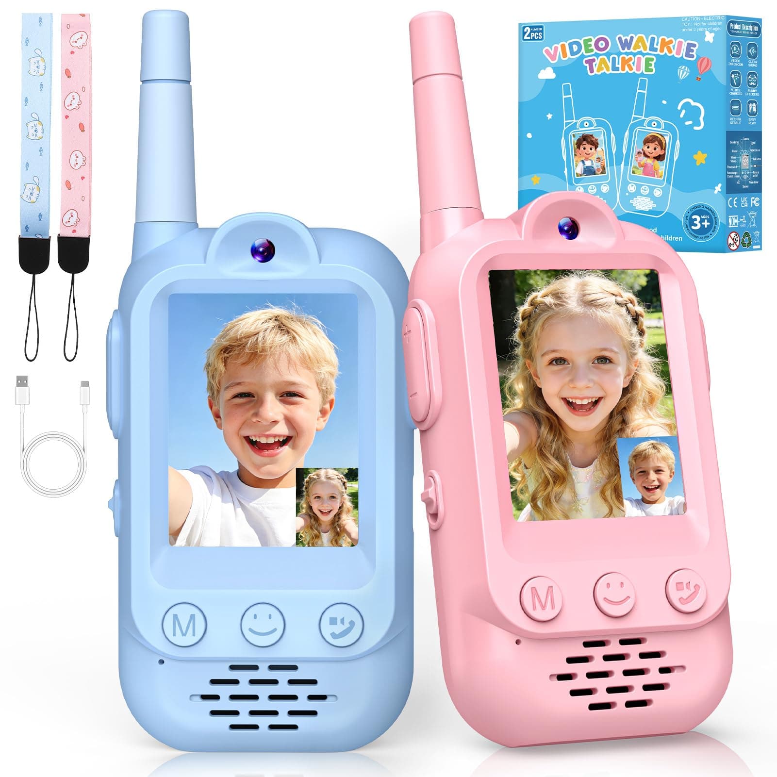 iKidiki Regalo Niñas Niños 3 4 5 6 7 8 Años, Juguetes Niño 3-8 Años Vídeo Walkie Talkie Niñas Recargable Juegos Niños 3-8 Años Regalos Cumpleaños Juguetes Exterior para Niños