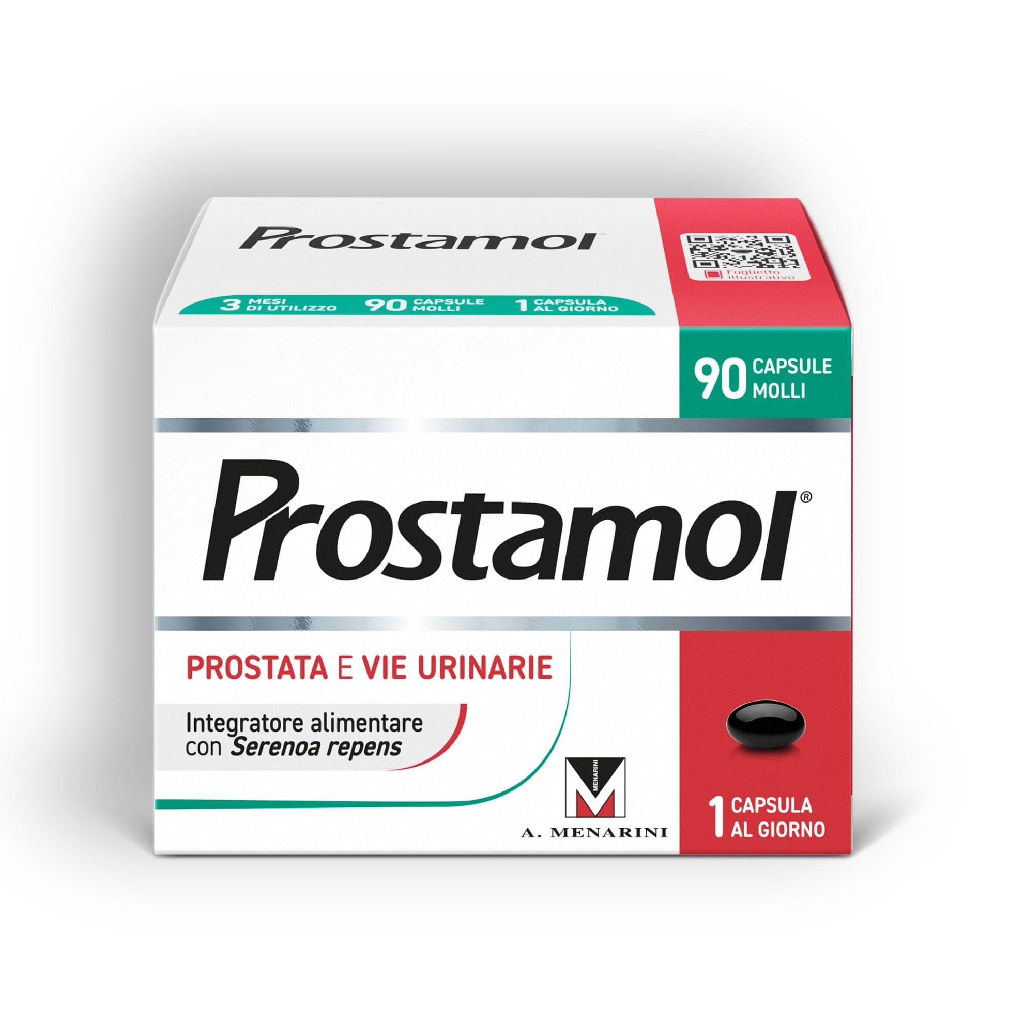 Prostamol 90 Capsule Molli - Integratore Alimentare a base di Serenoa repens (320 mg) per la Funzionalità della Prostata e delle Vie Urinarie. Senza Glutine.