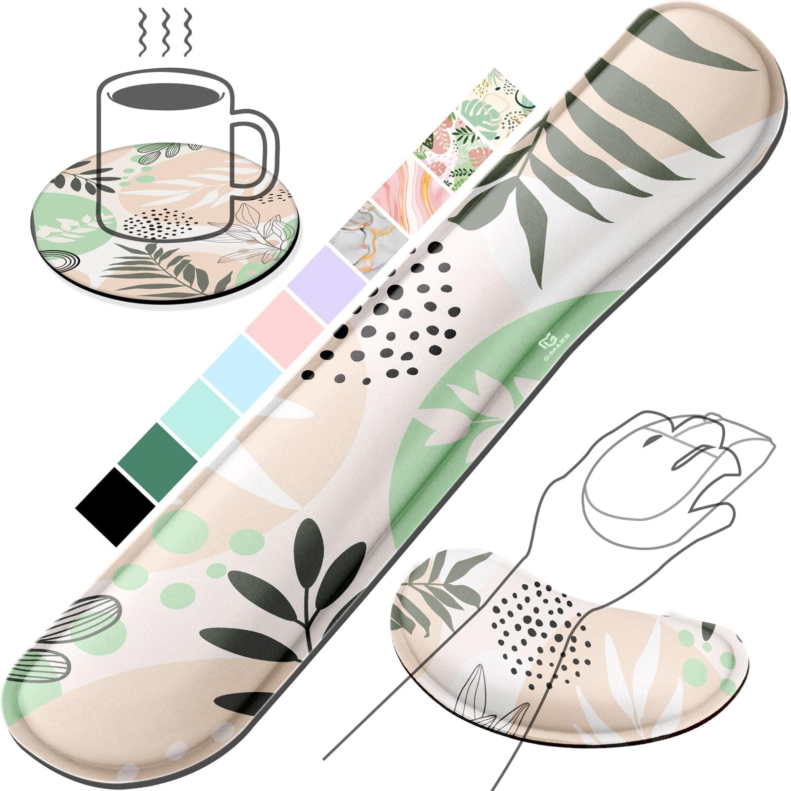 Gimars Reposamuñecas Teclado y Ratón, Reposa Muñecas Espuma con Memoria para Teclado Ergonómico Sedoso, Reposamuñecas Mouse Pad para Alivio del Dolor, Gaming Gamer Oficina, Beige Morandi